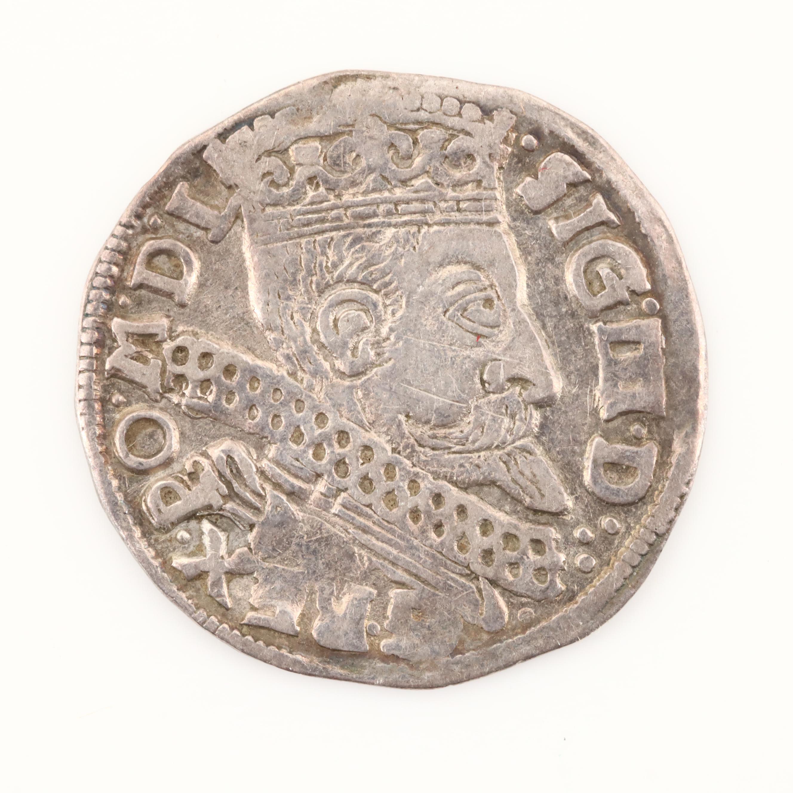 1599 Poland 3-Groszy Silver Coin of Sigismund III