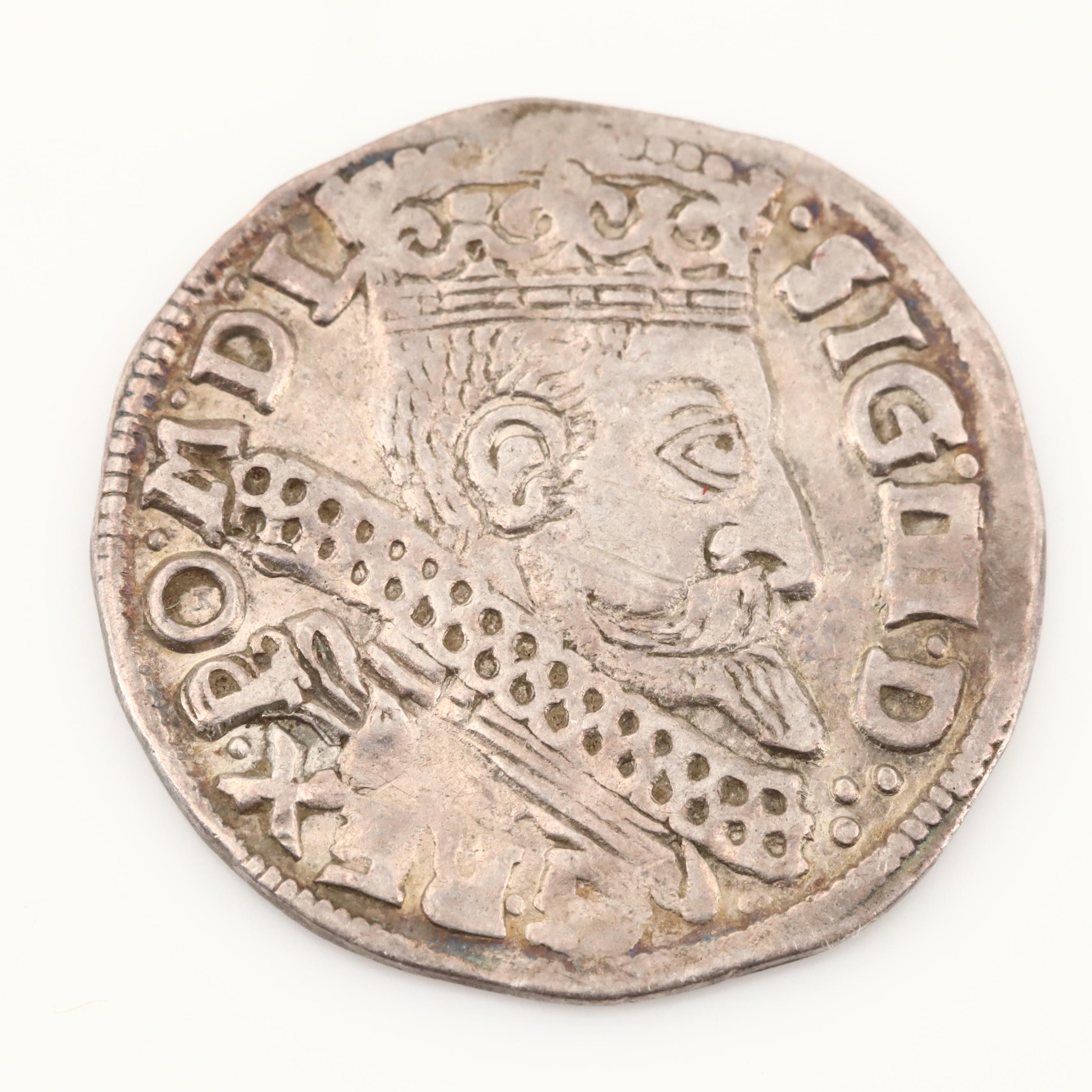 1599 Poland 3-Groszy Silver Coin of Sigismund III