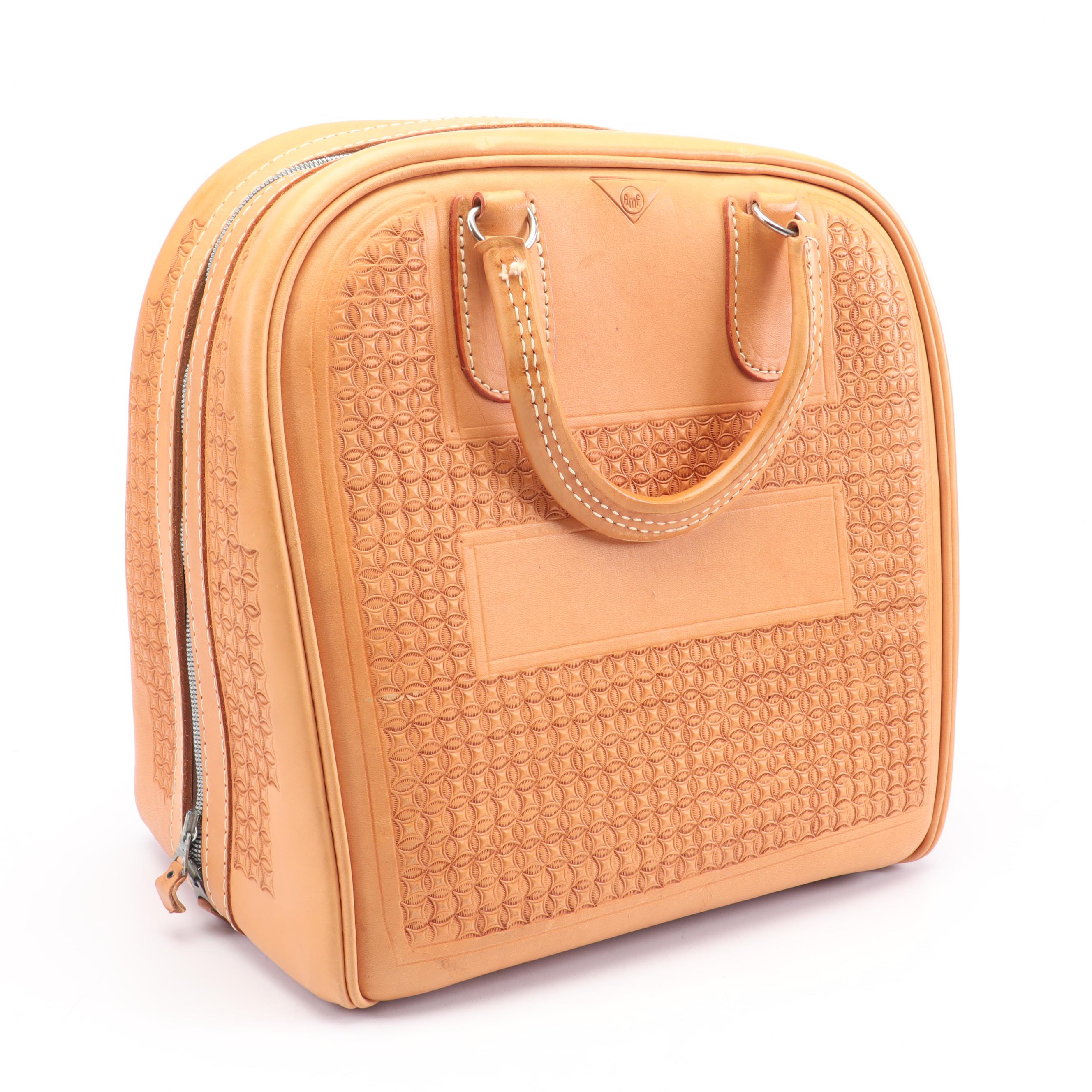 Saks Fifth Avenue Cosmetics Travel Case & AMF Leather Bowling Bag, Vintage