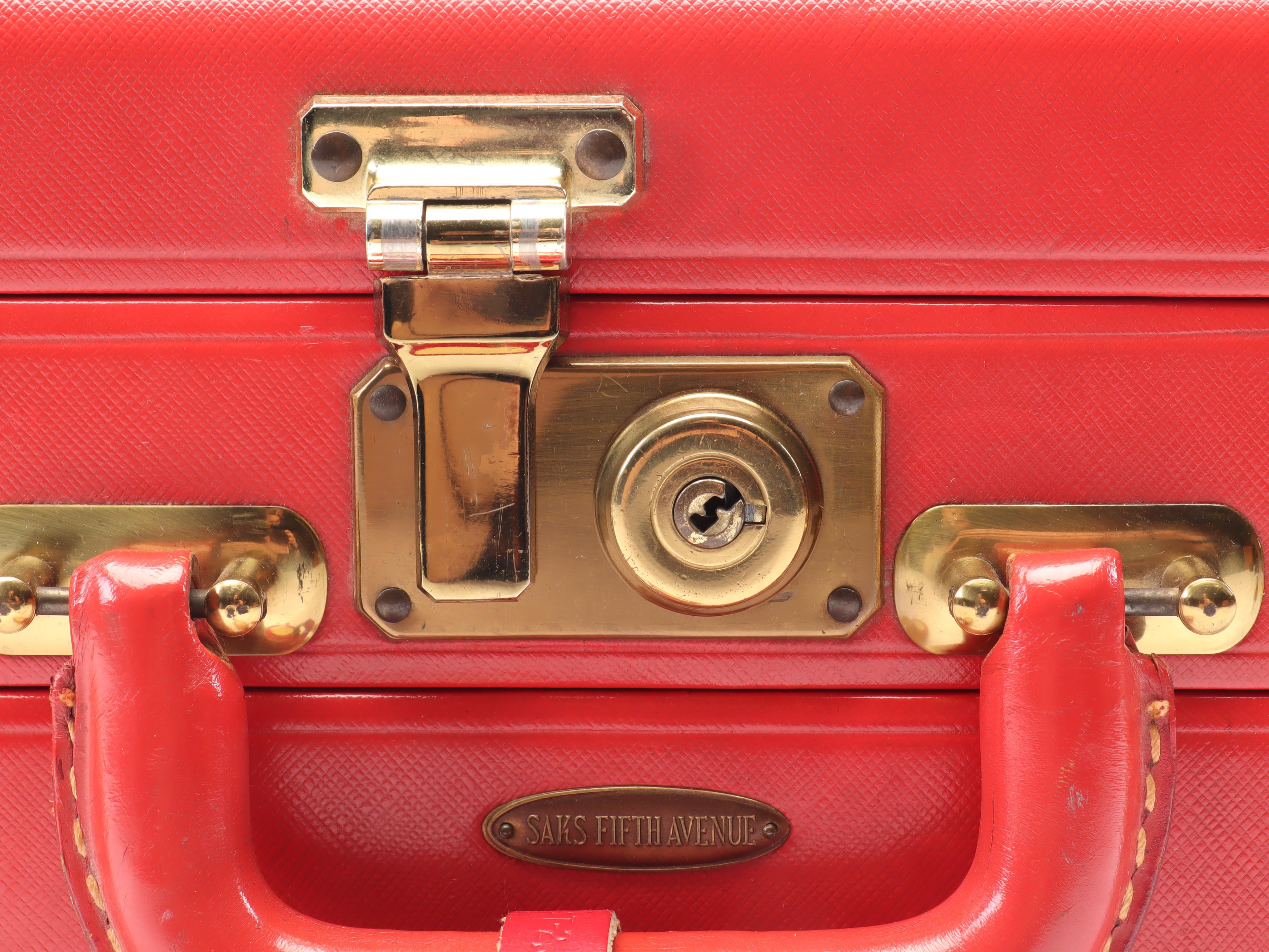 Saks Fifth Avenue Cosmetics Travel Case & AMF Leather Bowling Bag, Vintage