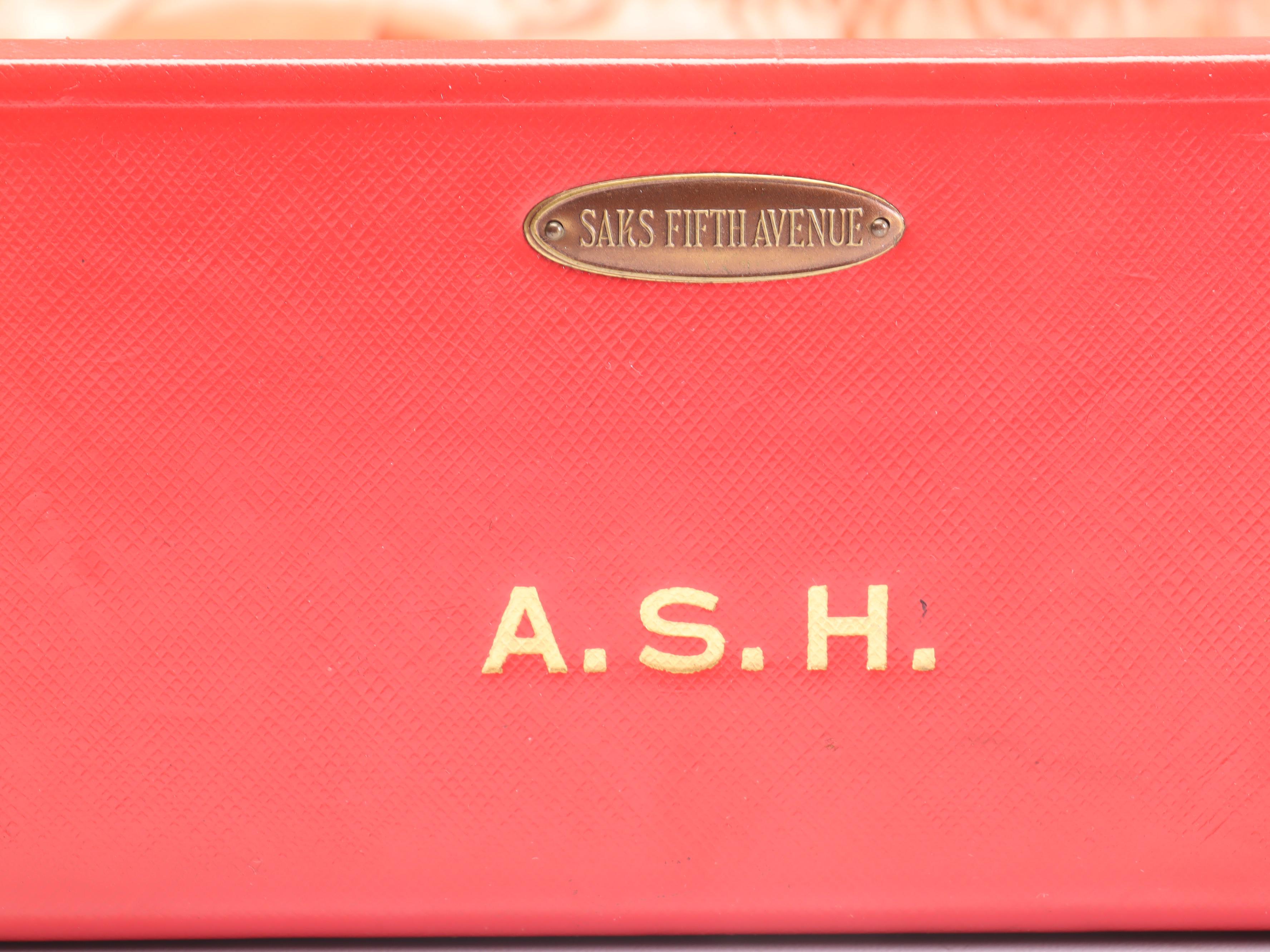 Saks Fifth Avenue Cosmetics Travel Case & AMF Leather Bowling Bag, Vintage