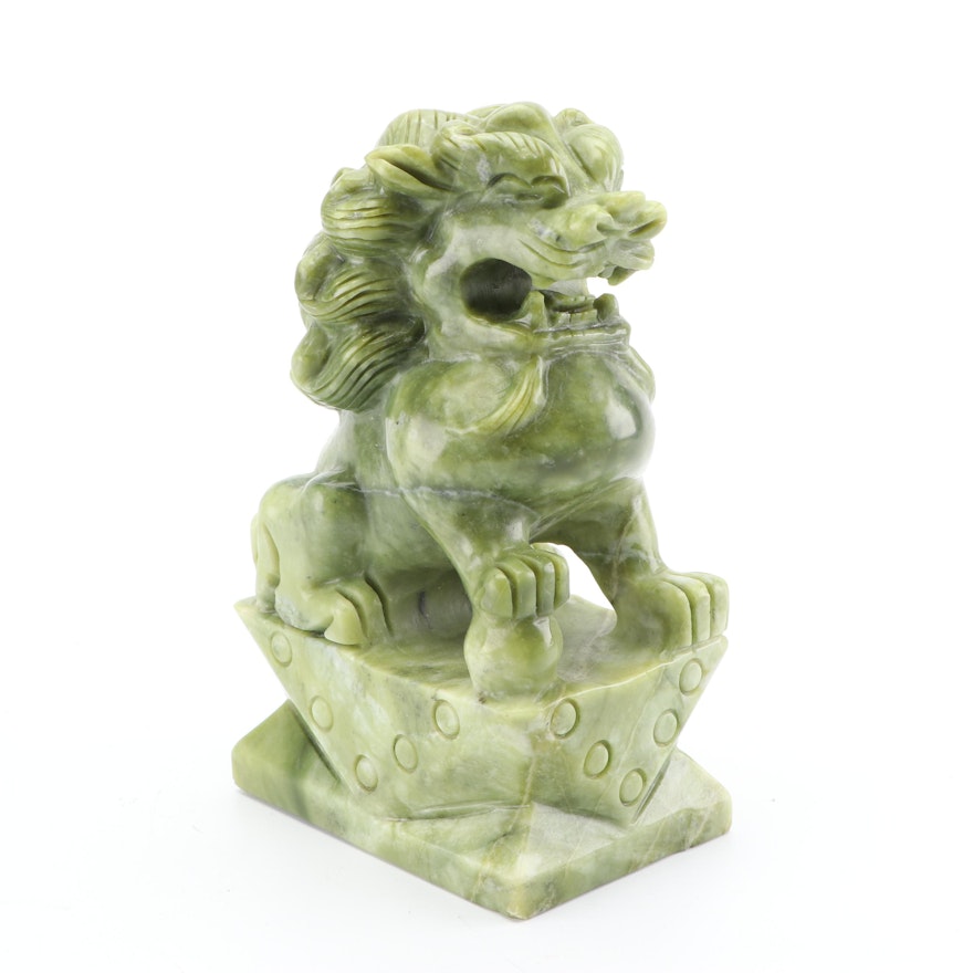 Chinese Carved Stone Guardian Lion Sculpture