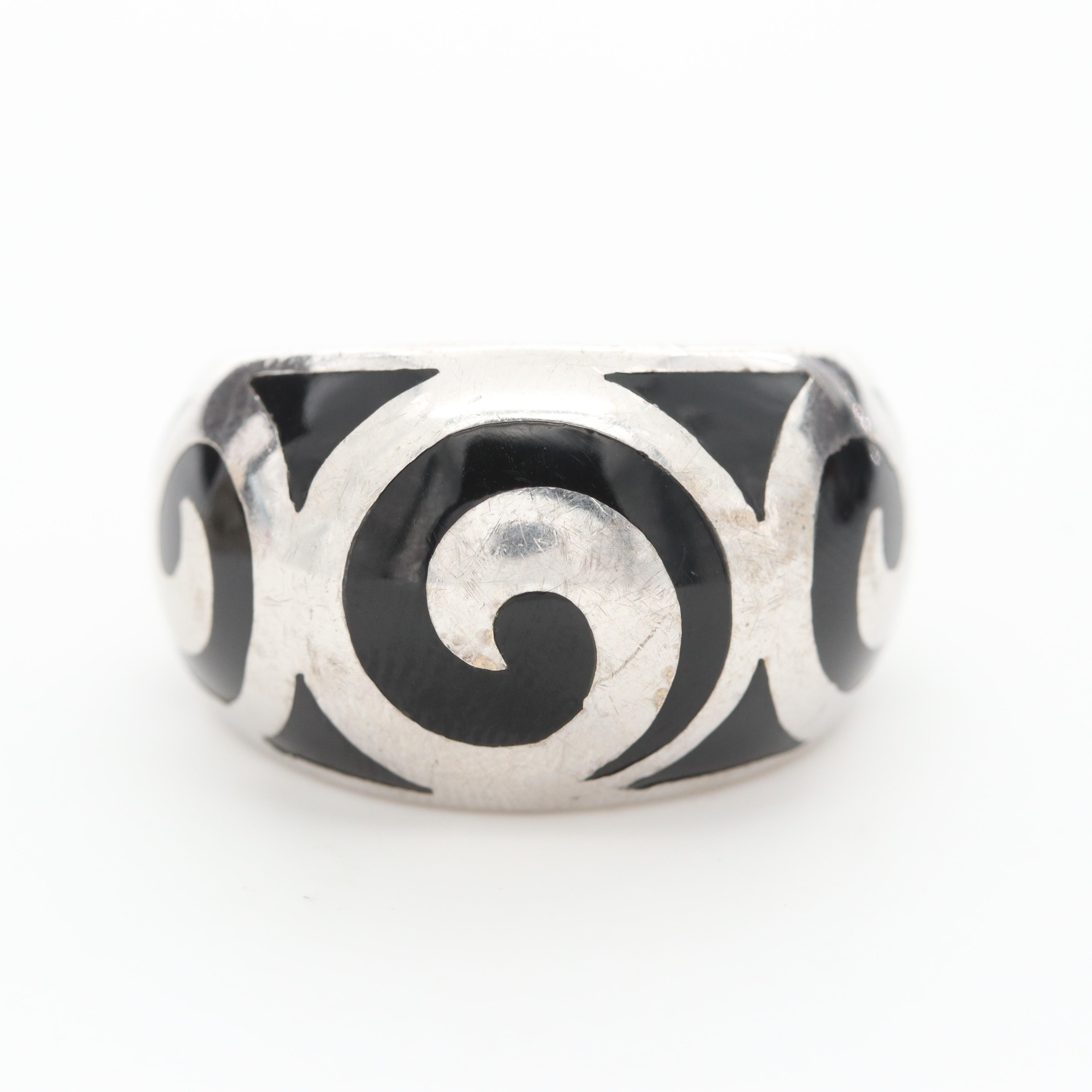 Collection of Sterling Silver Tiger's Eye, Enamel and Copal Rings