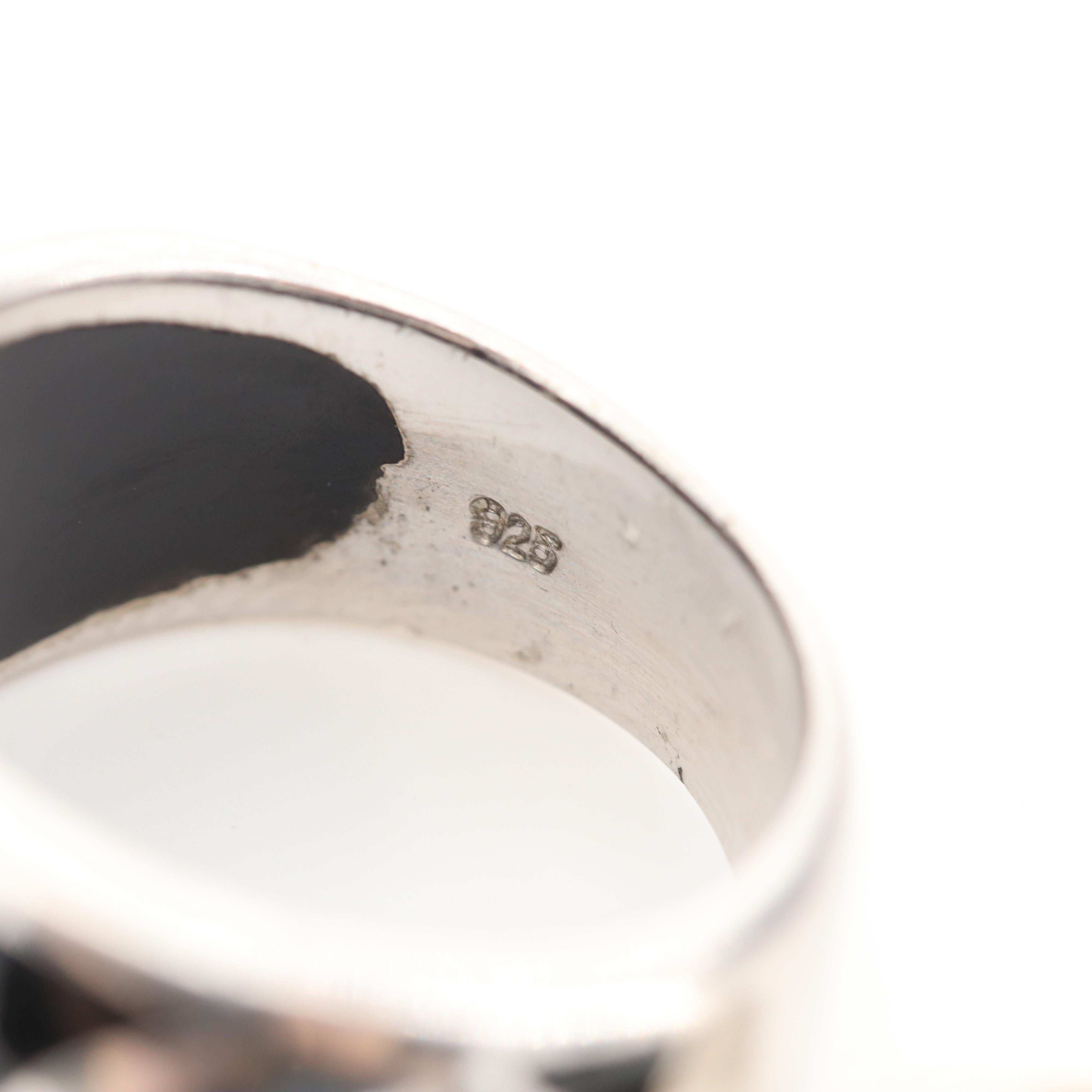 Collection of Sterling Silver Tiger's Eye, Enamel and Copal Rings