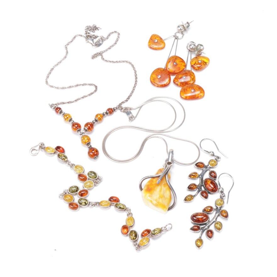 Sterling Silver Amber Jewelry