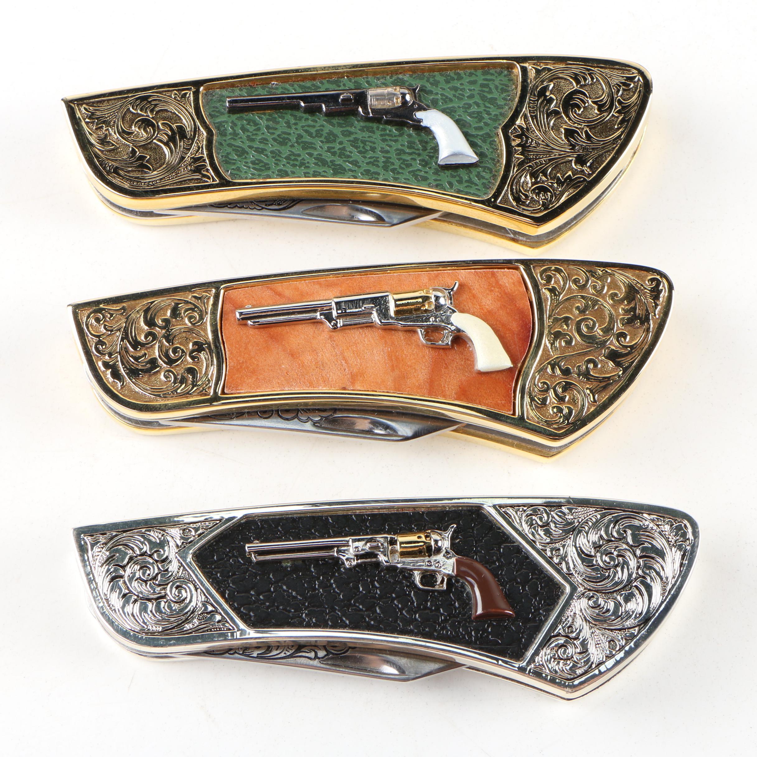Franklin Mint Colt, Harley-Davidson, and Baseball Greats Collector Knives
