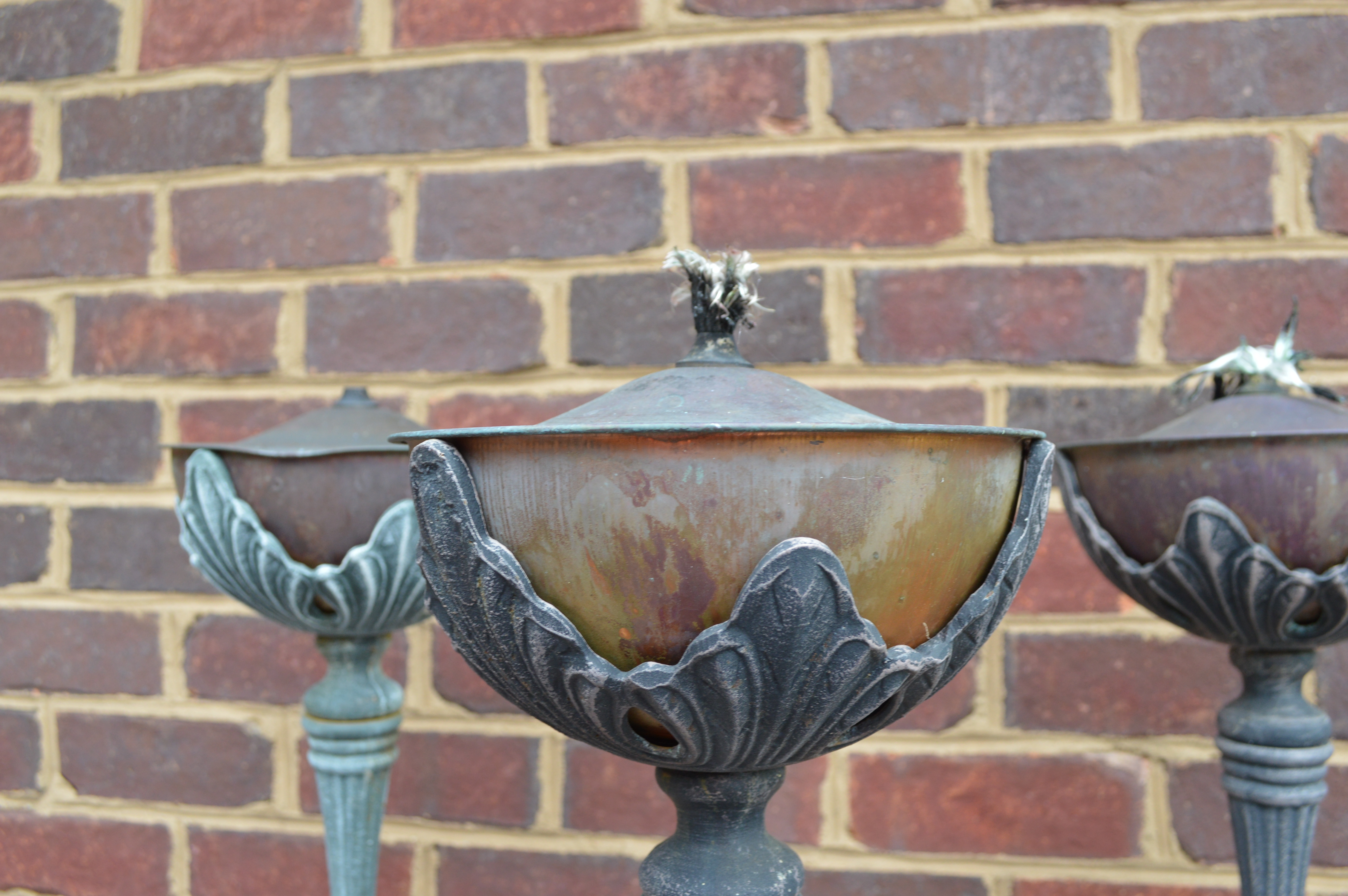 Outdoor Patio Freestanding Tiki Torches, Set of Four