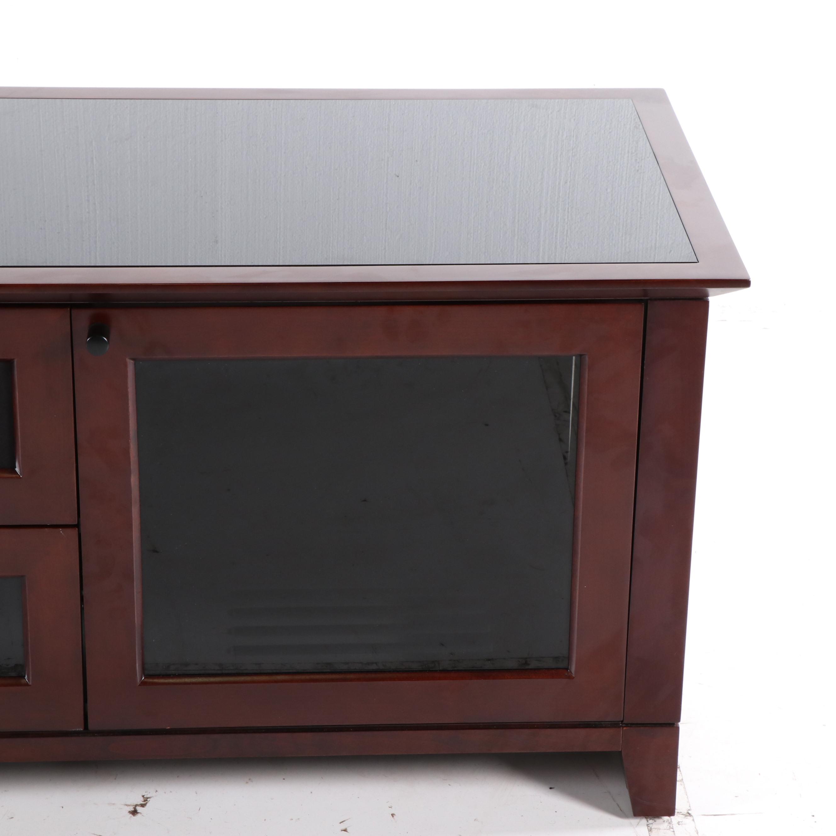 Contemporary BDI "Novia" Cherry Finish Triple Wide Entertainment Cabinet