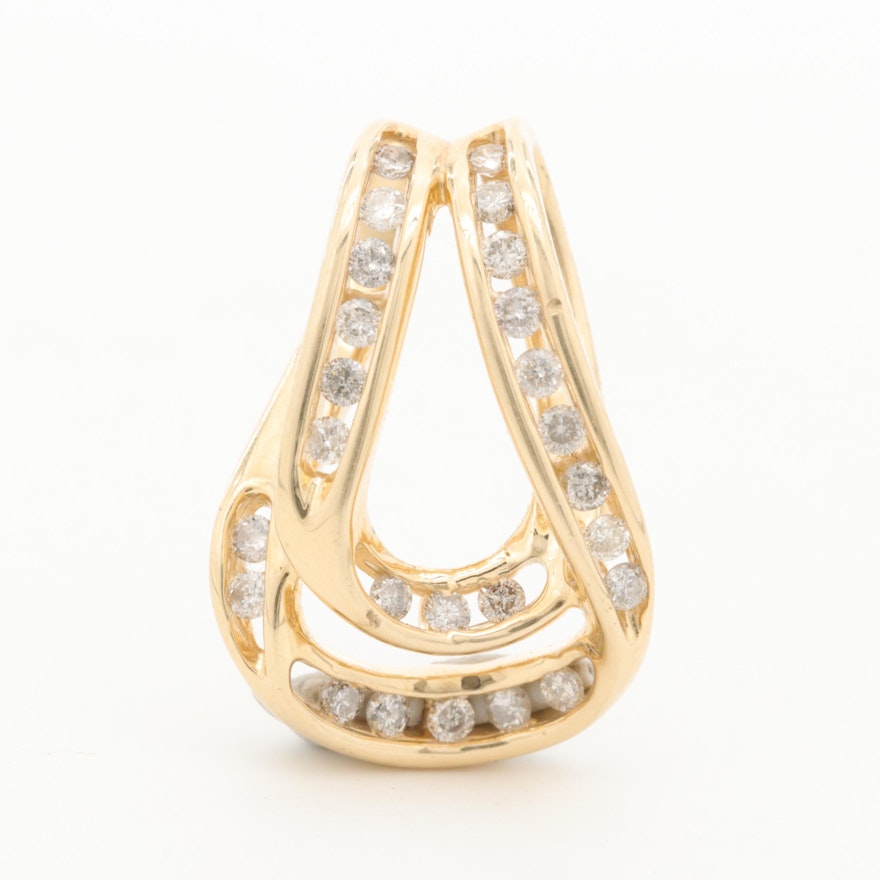 14K Yellow Gold Diamond Slide Pendant