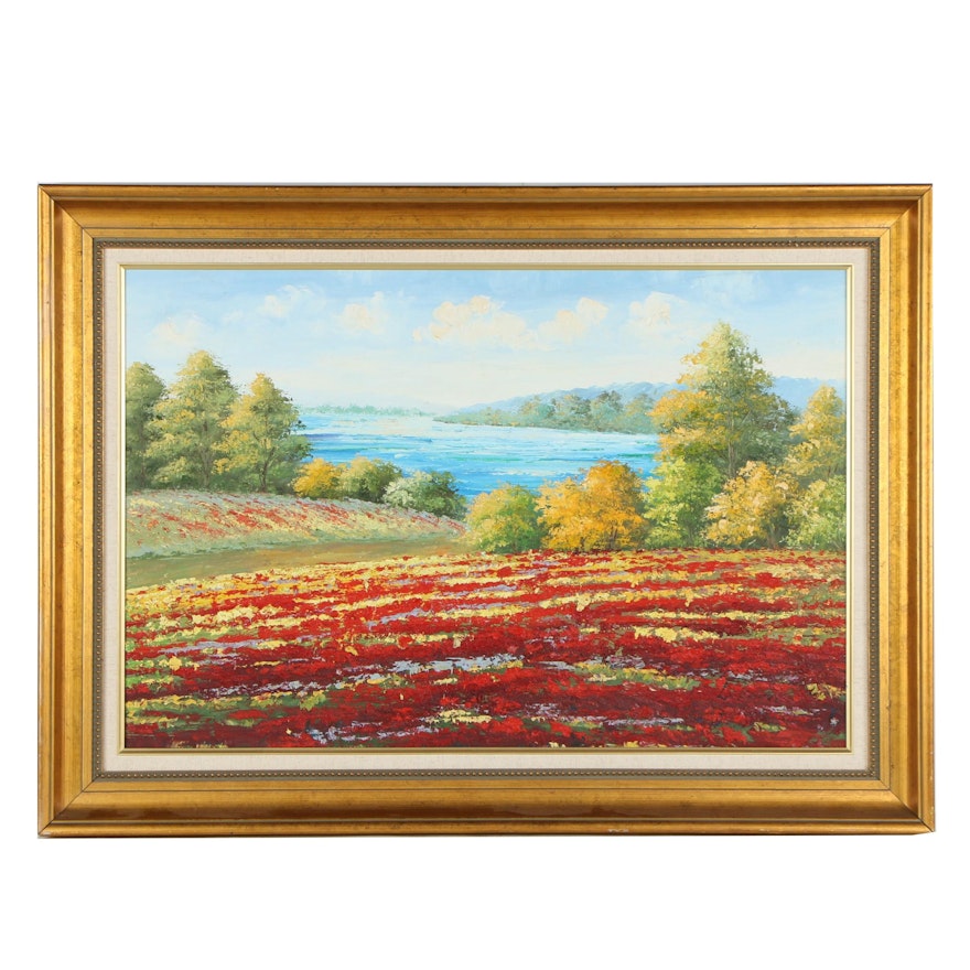 Impressionist Style Floral Landscape Oil Painting