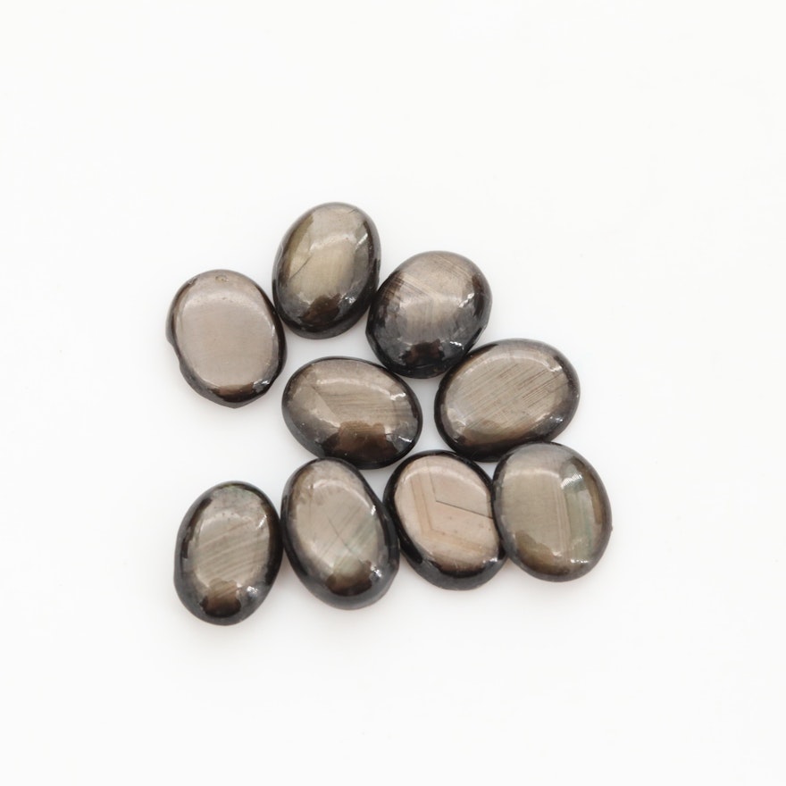 Loose 9.12 CTW Black Sapphire Gemstones