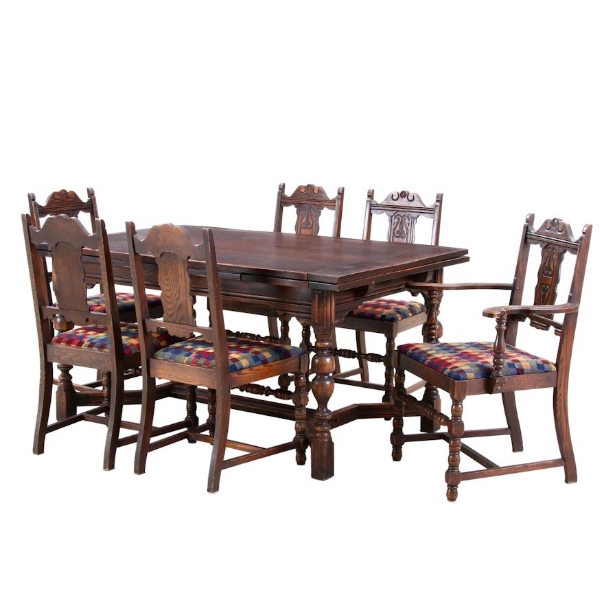 Jacobean Style Oak Dining Table and Chairs