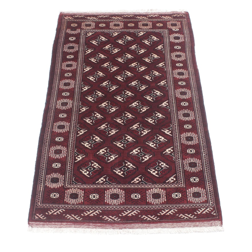 4'2 x 7'4 Hand-Knotted Persian Turkoman Rug, Circa 1960s