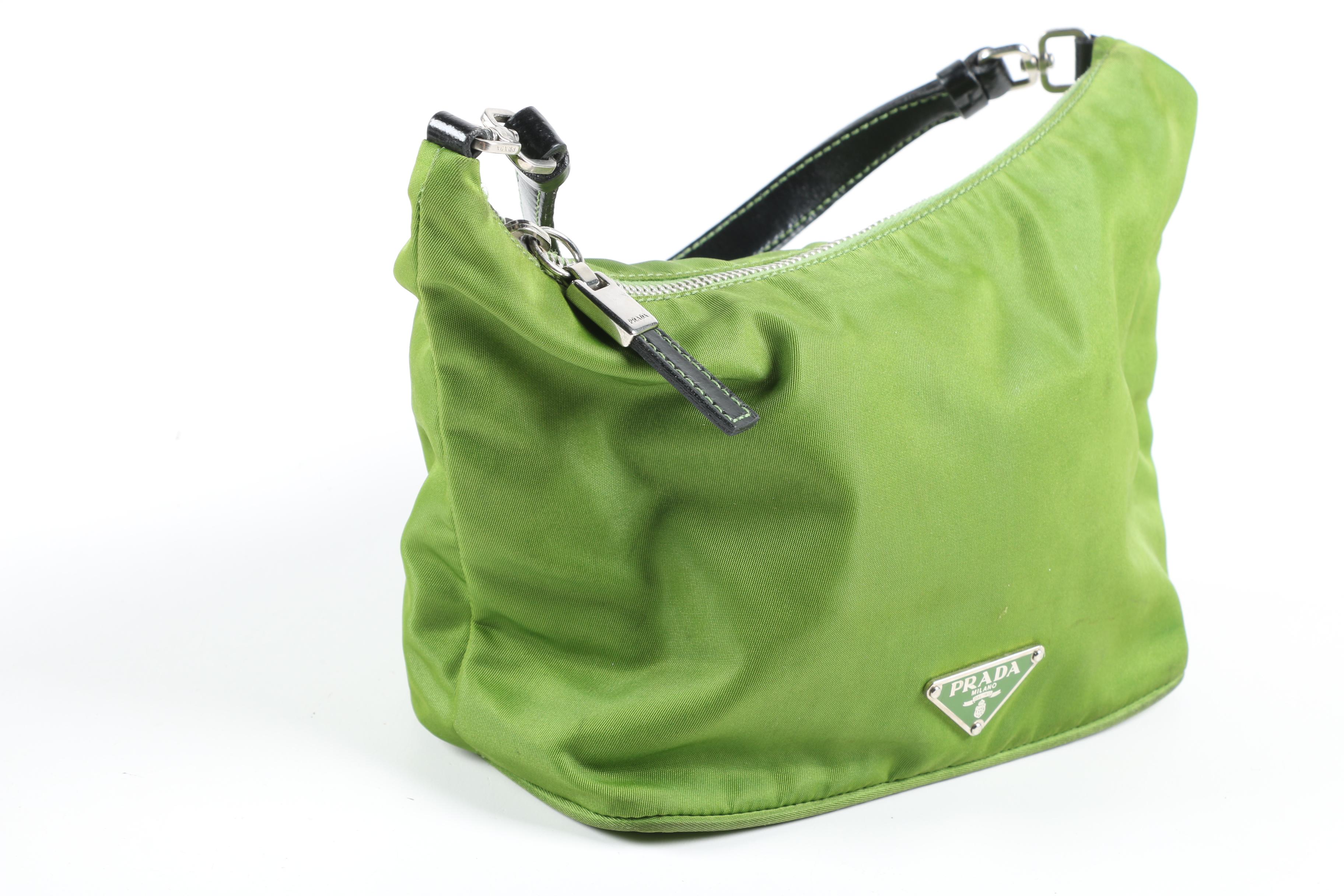 Prada Demi Handbag and Pouchette in Green and Black Nylon