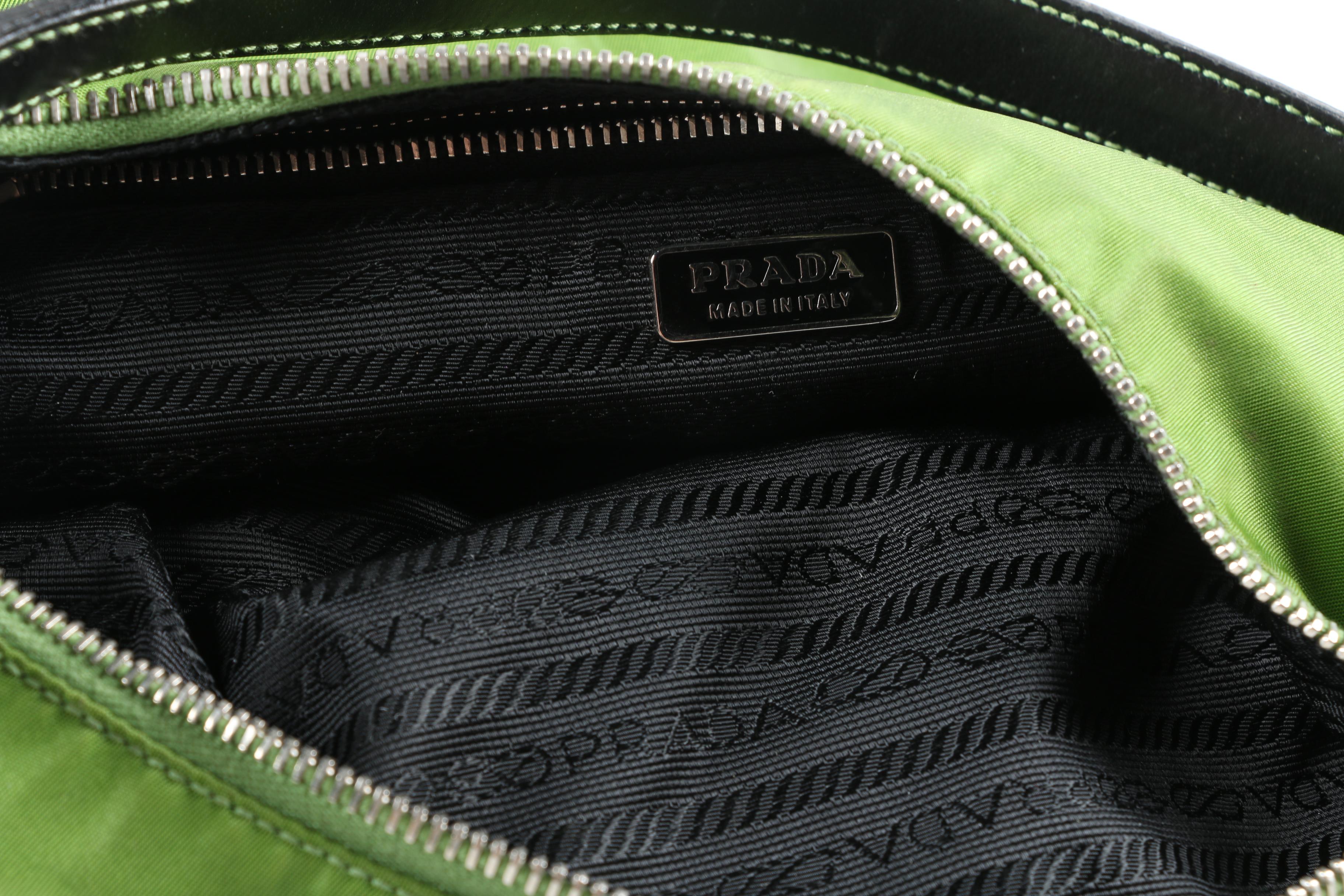 Prada Demi Handbag and Pouchette in Green and Black Nylon