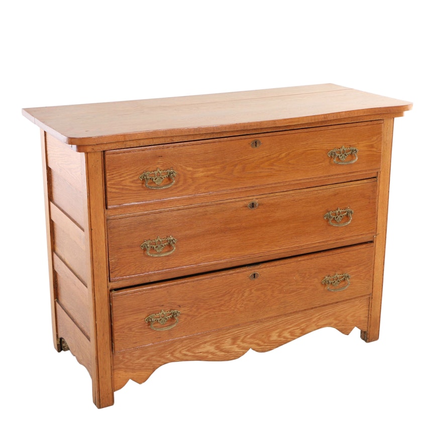 Late Victorian Ash Chest of Drawers, Late 19th/Early 20th Century