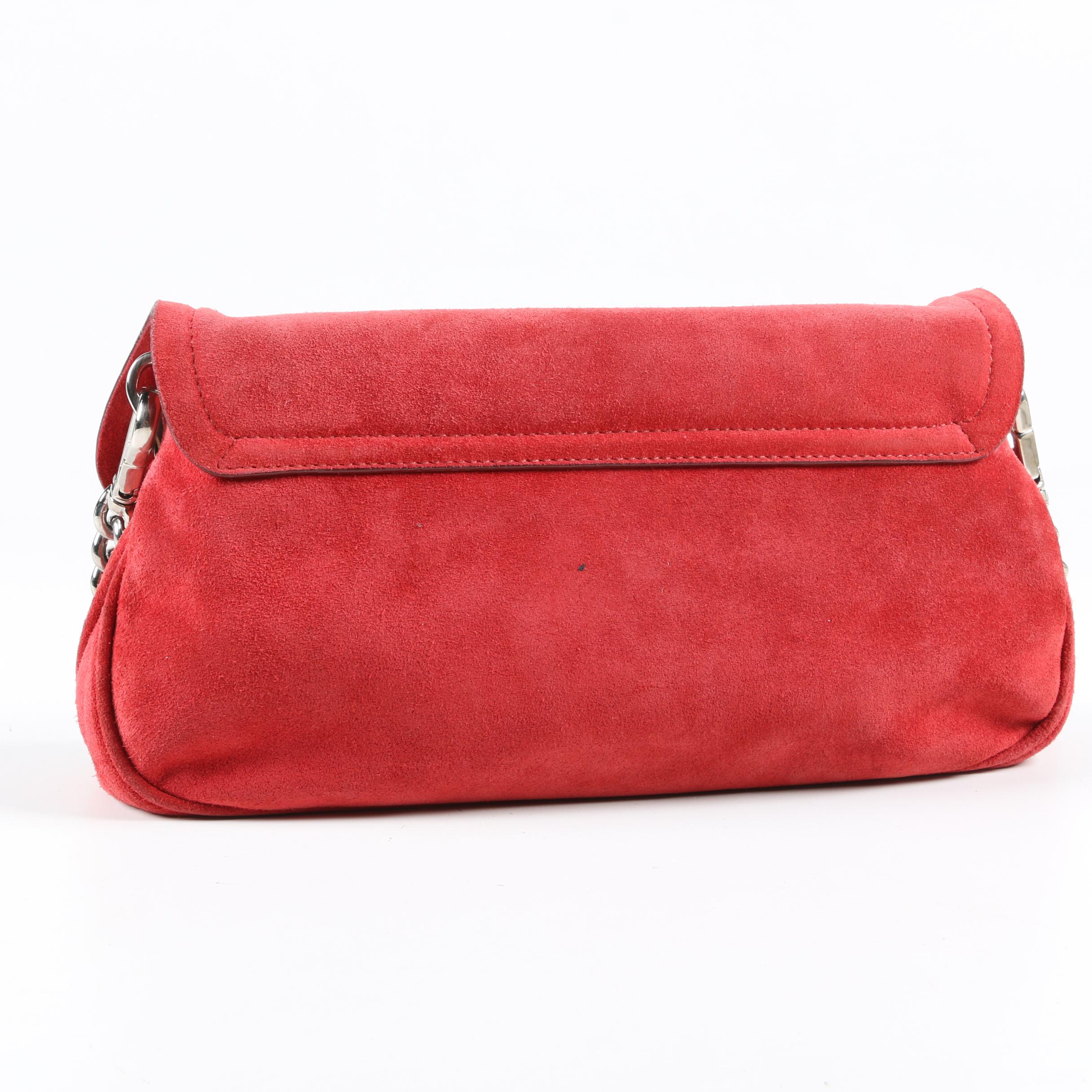Prada Red Suede and Chain Link Demi Bag