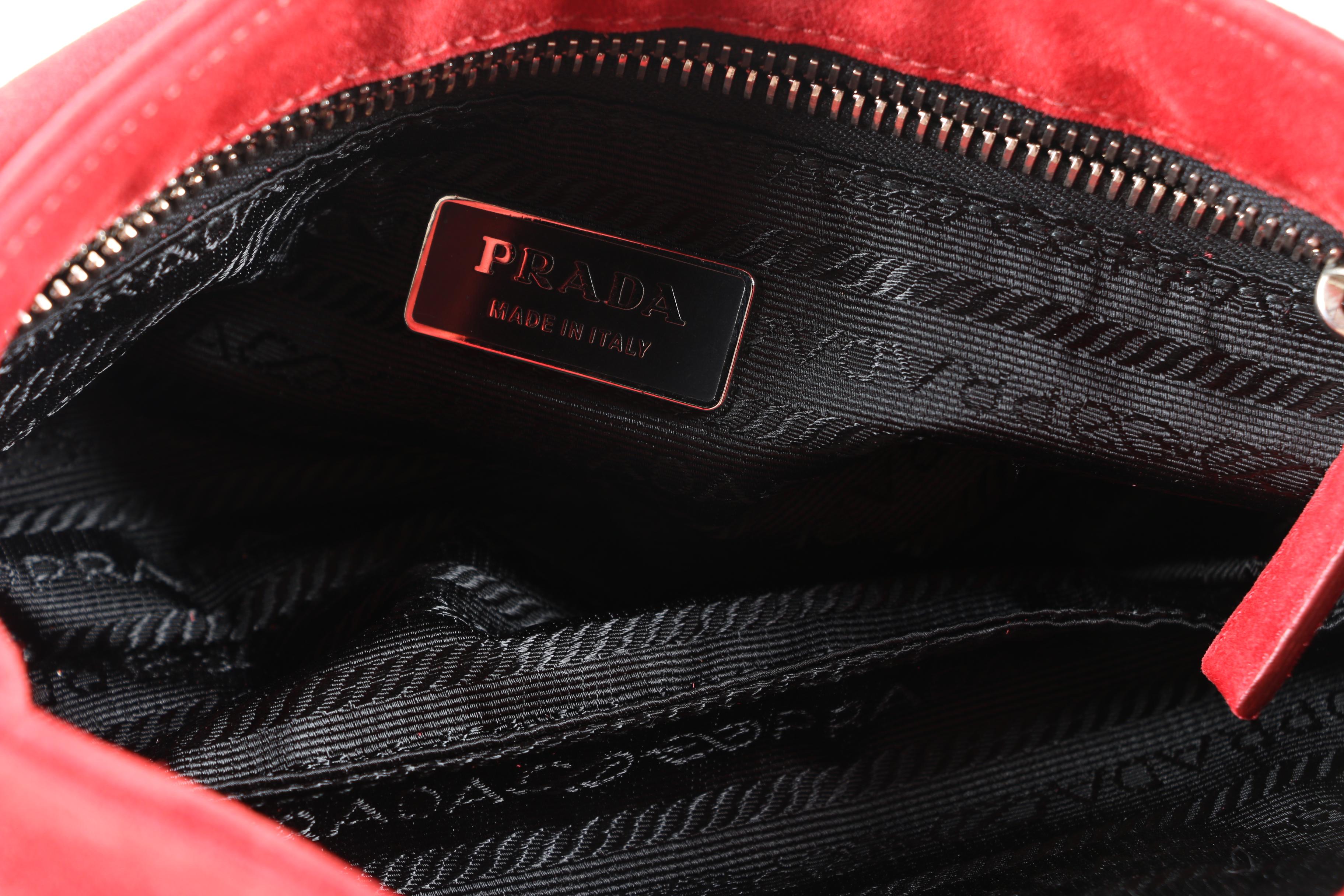 Prada Red Suede and Chain Link Demi Bag