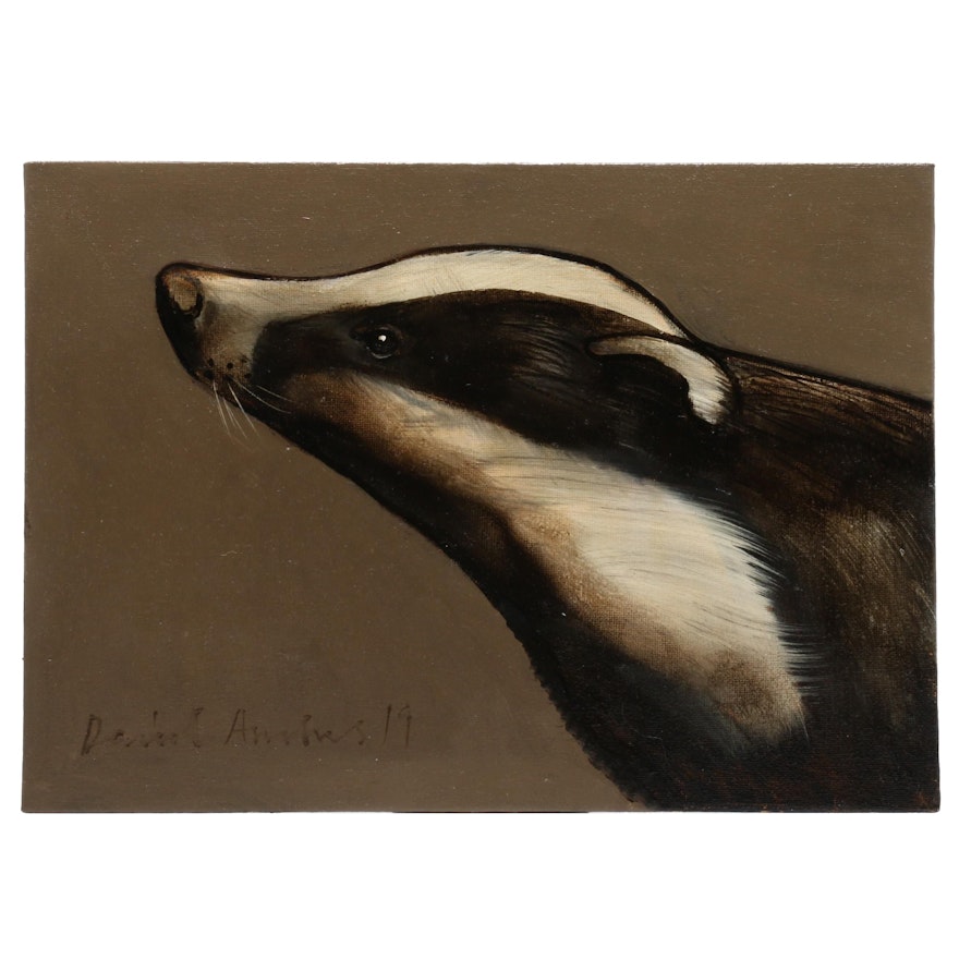 David Andrews 2019 Badger Portrait Oil Painting