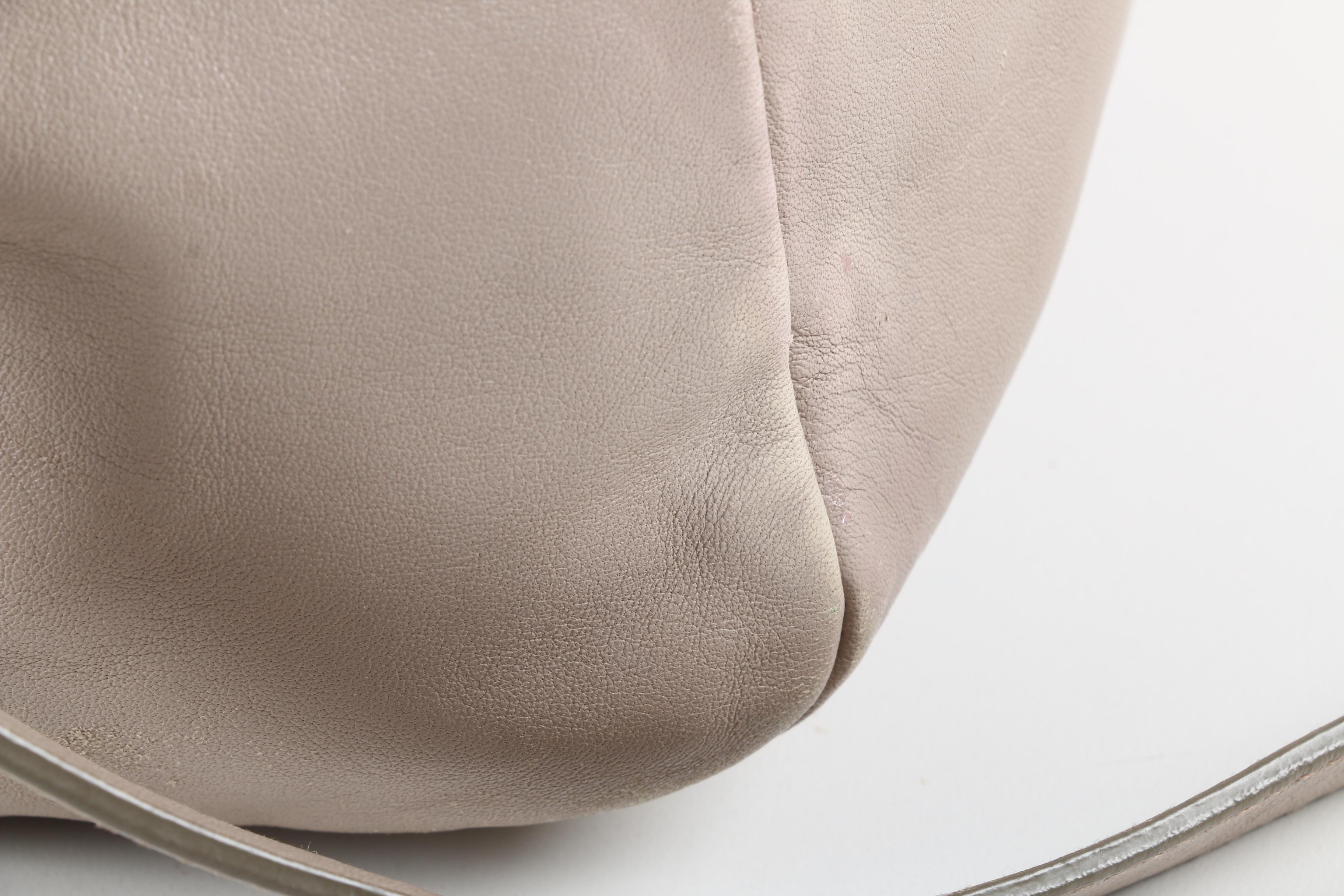 Prada Gray Leather Tote Bag with Adjustable Shoulder Strap