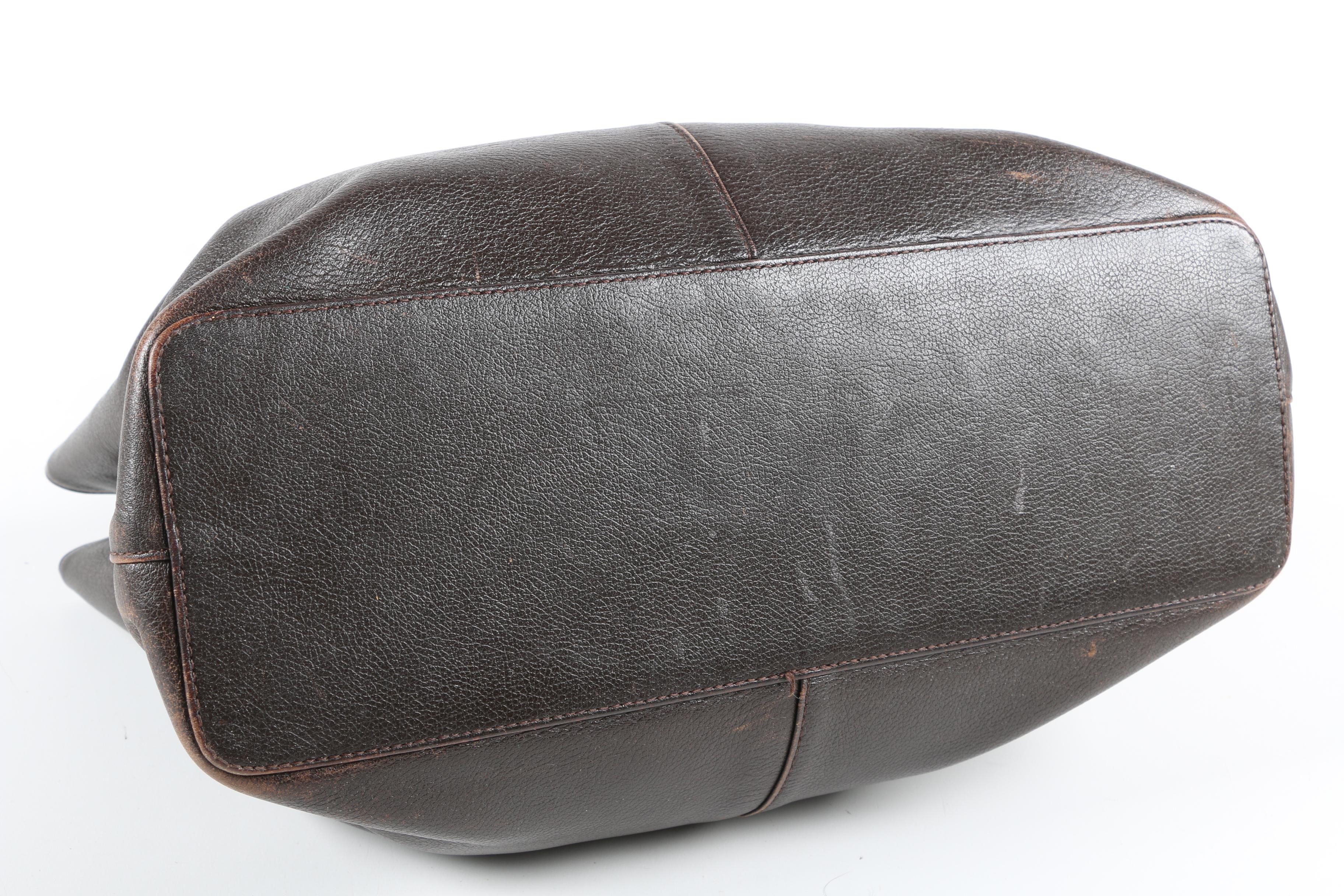 Burberry Tote Bag in Dark Brown Grained Leather, Vintage