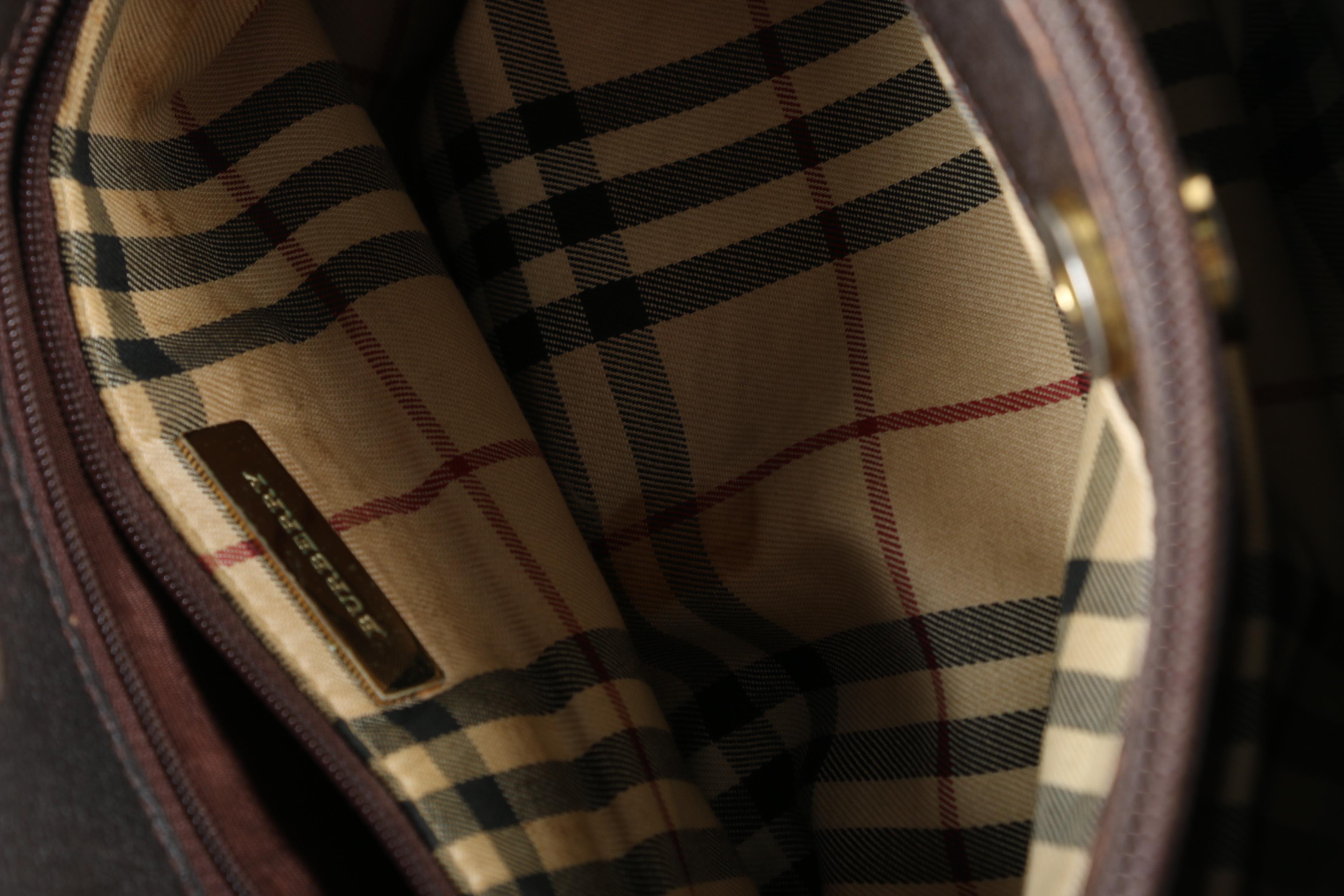 Burberry Tote Bag in Dark Brown Grained Leather, Vintage