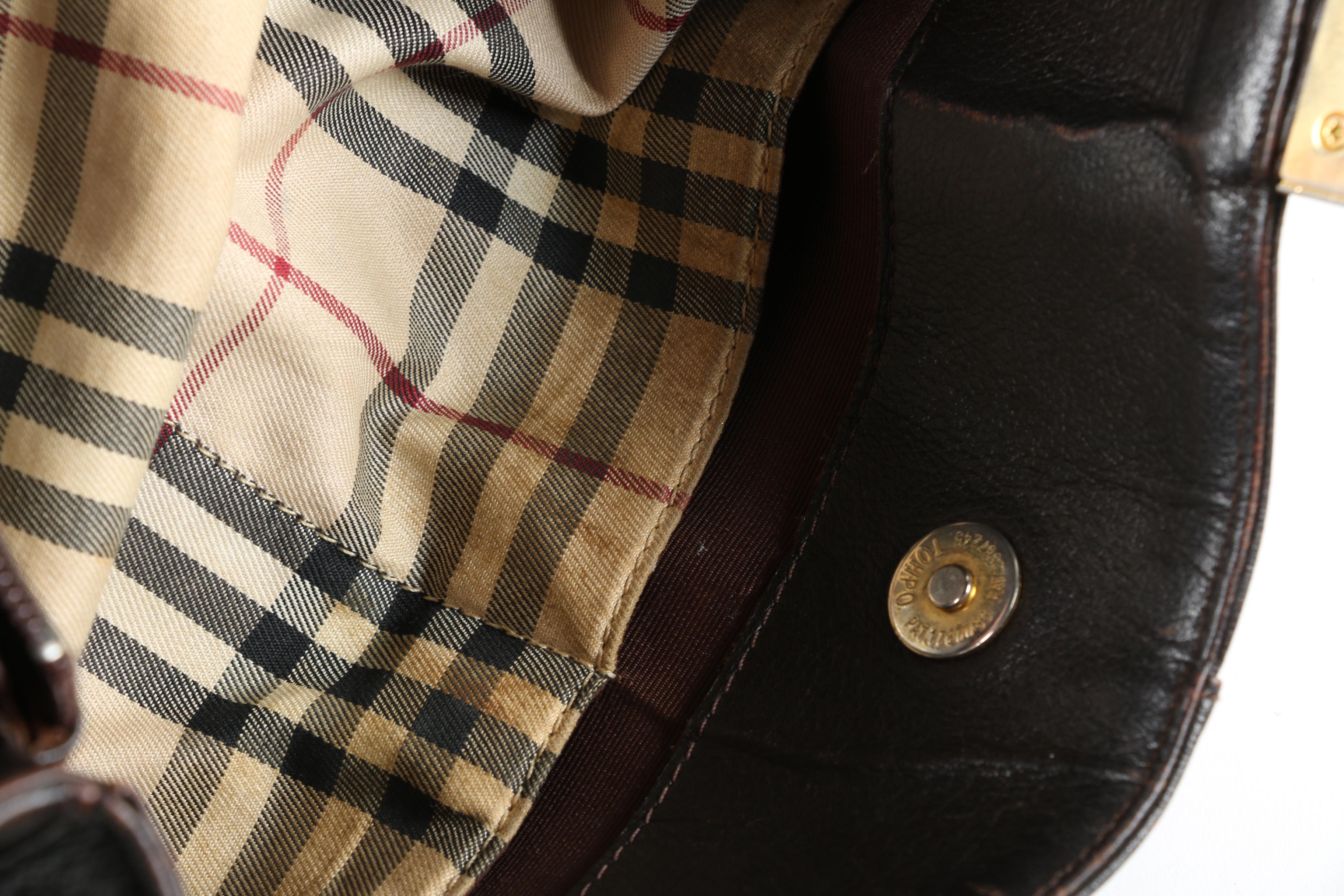 Burberry Tote Bag in Dark Brown Grained Leather, Vintage