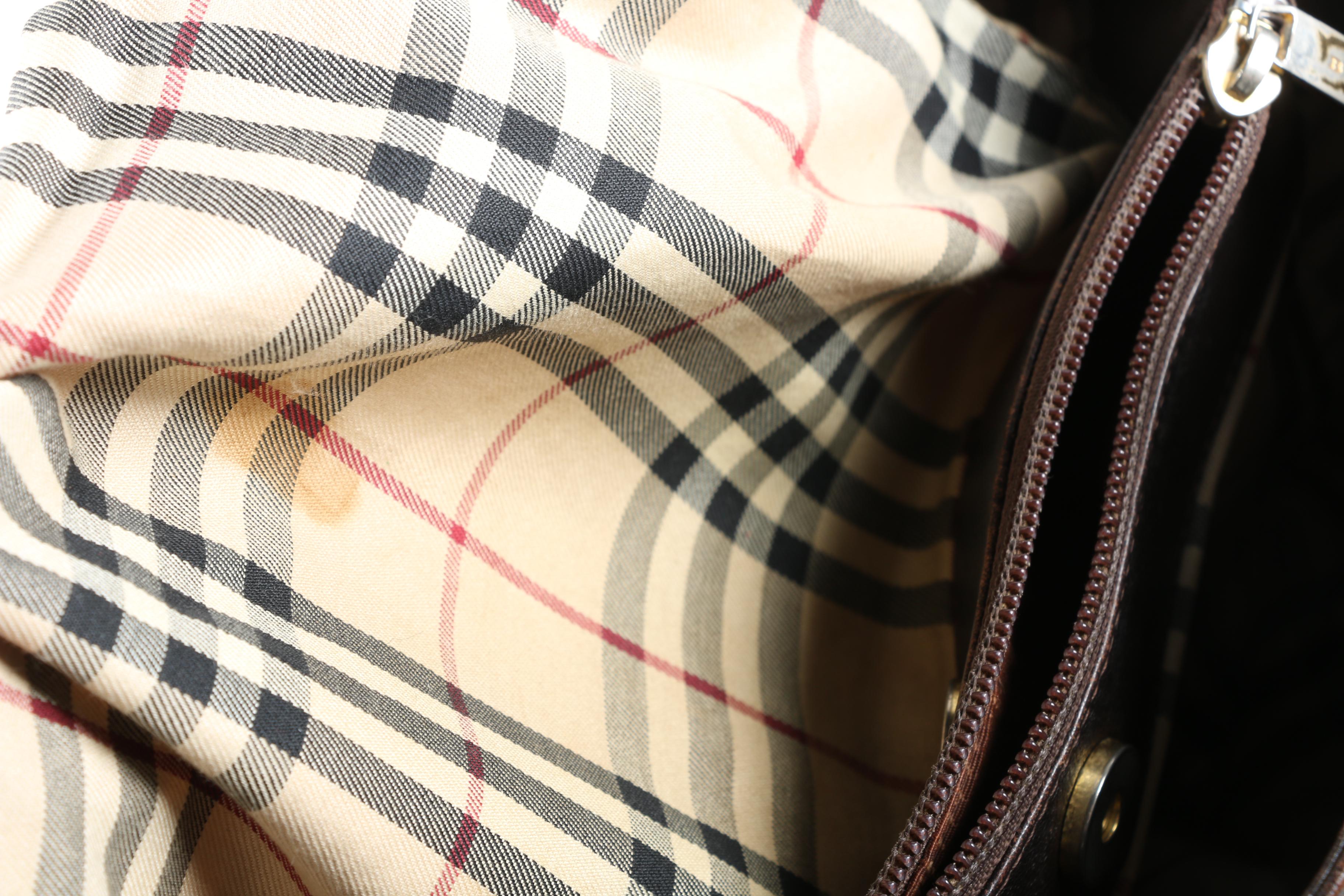 Burberry Tote Bag in Dark Brown Grained Leather, Vintage