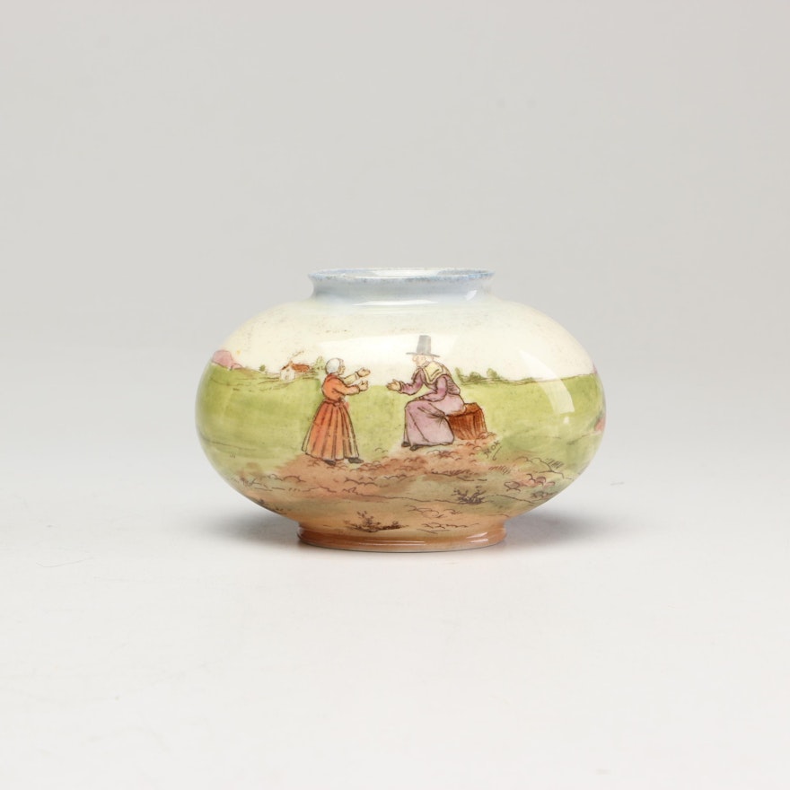 Royal Doulton Seriesware "Welsh Ladies" Oval Vase, circa 1910