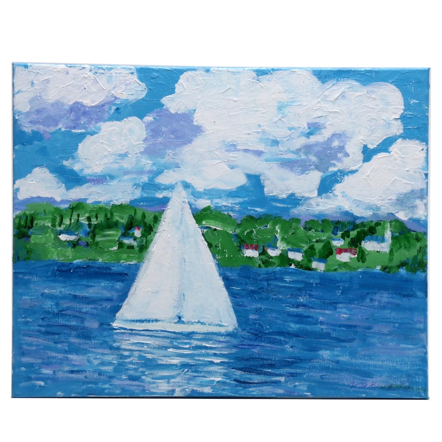 Will Becker Acrylic Painting "Clouds and Boats Go By"