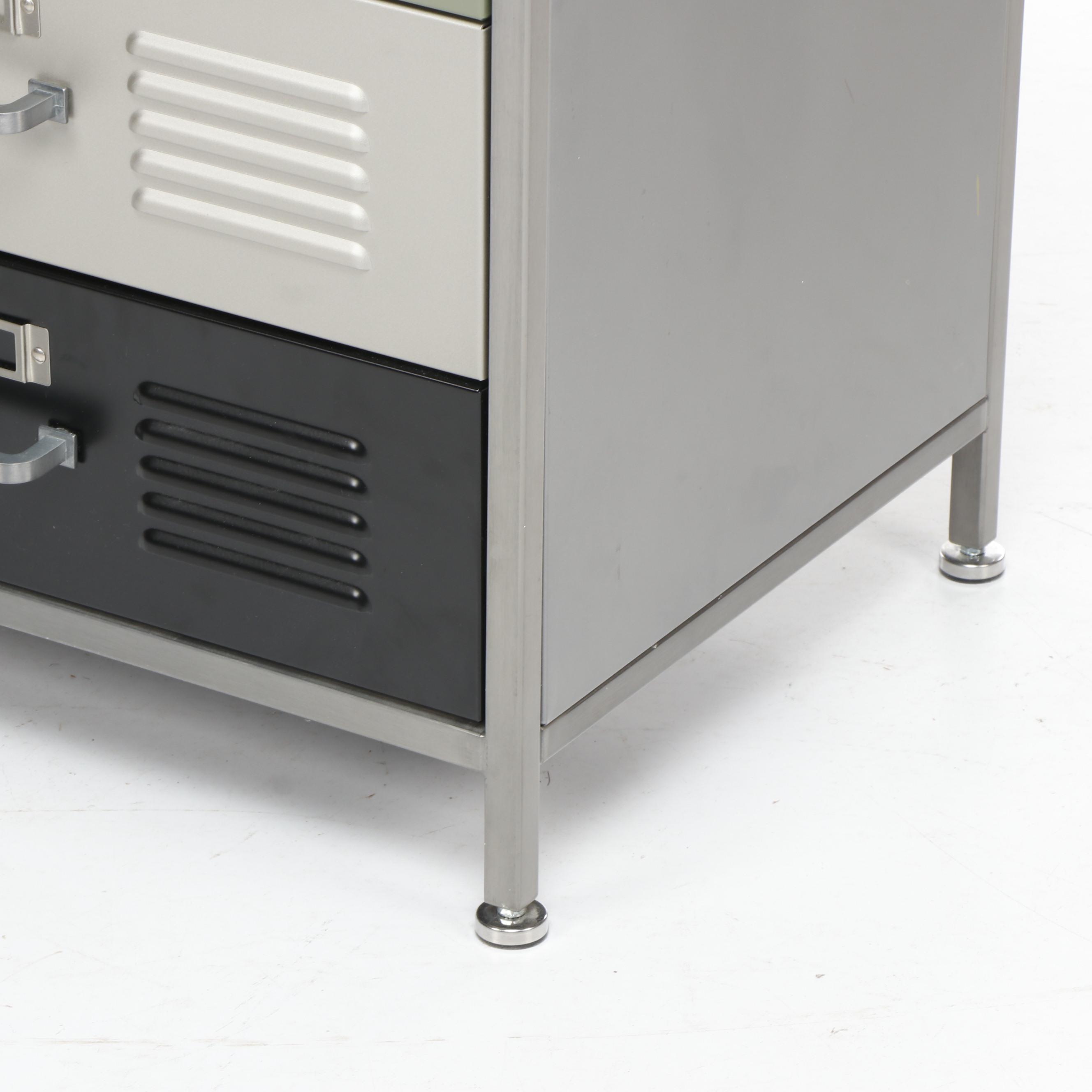 Contemporary Pottery Barn Teen "Locker" Metal Dresser and Wall Shelf