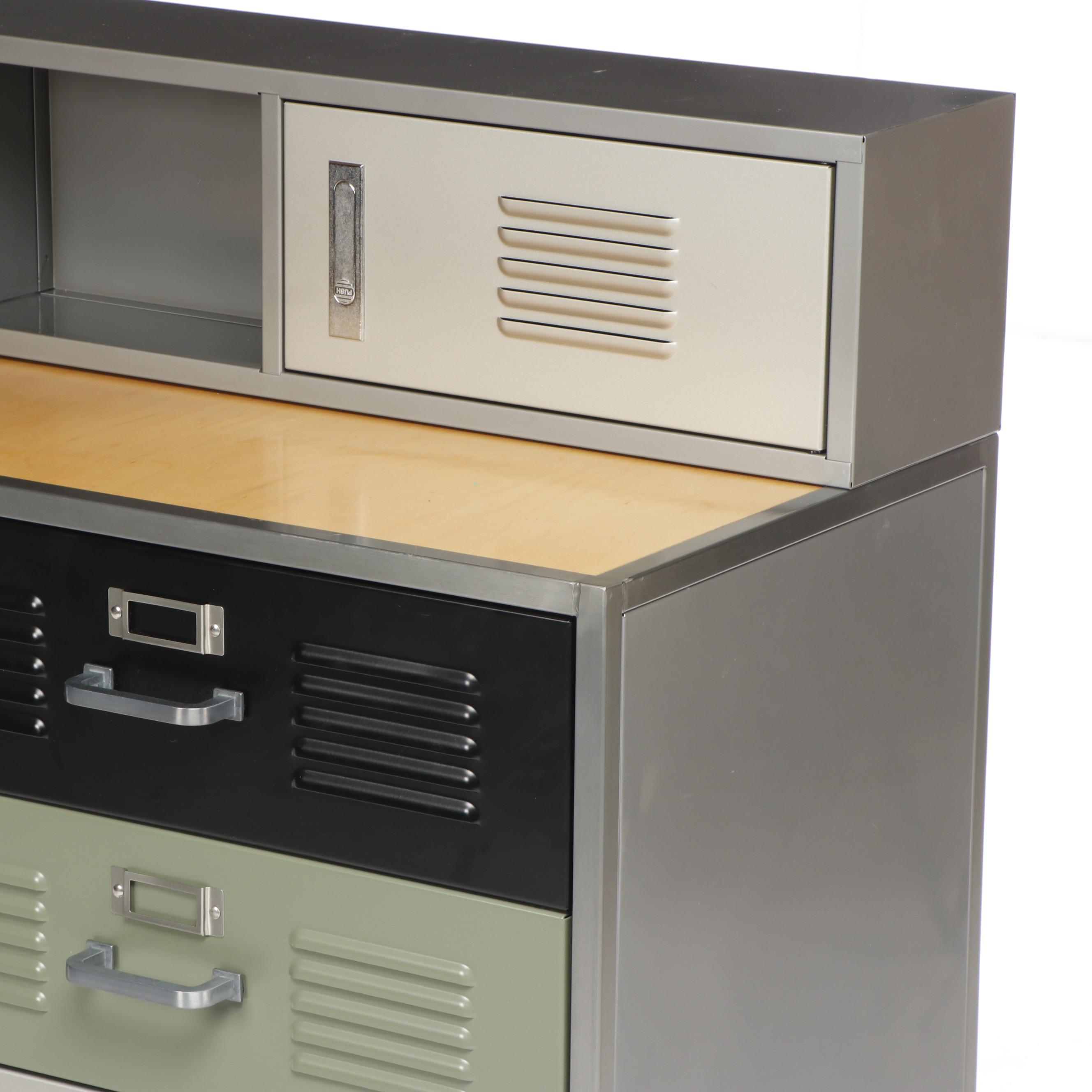 Contemporary Pottery Barn Teen "Locker" Metal Dresser and Wall Shelf