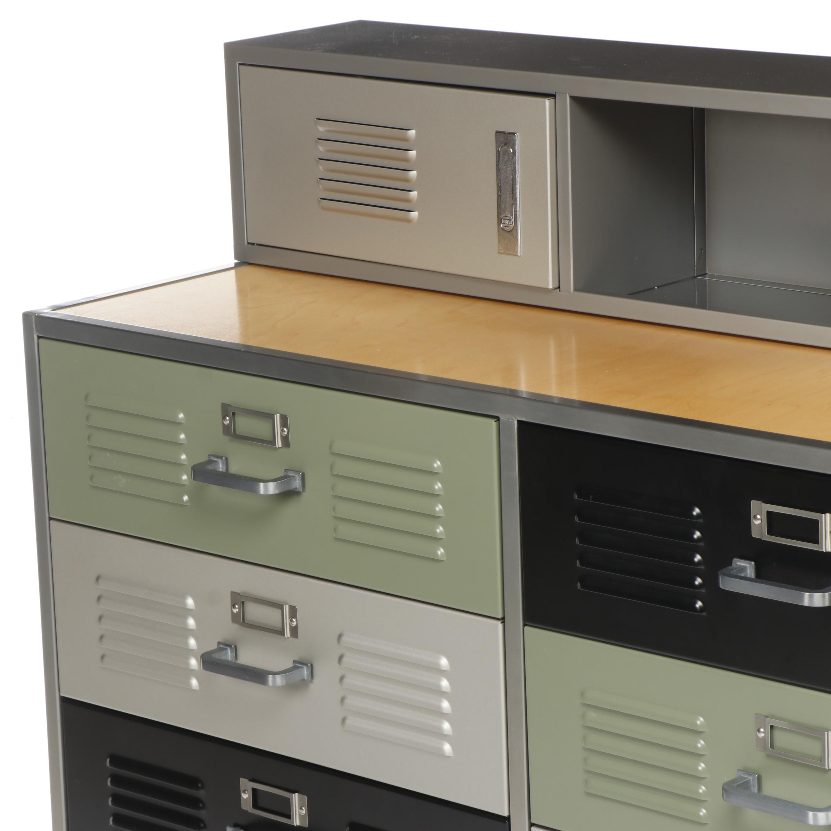 Contemporary Pottery Barn Teen "Locker" Metal Dresser and Wall Shelf