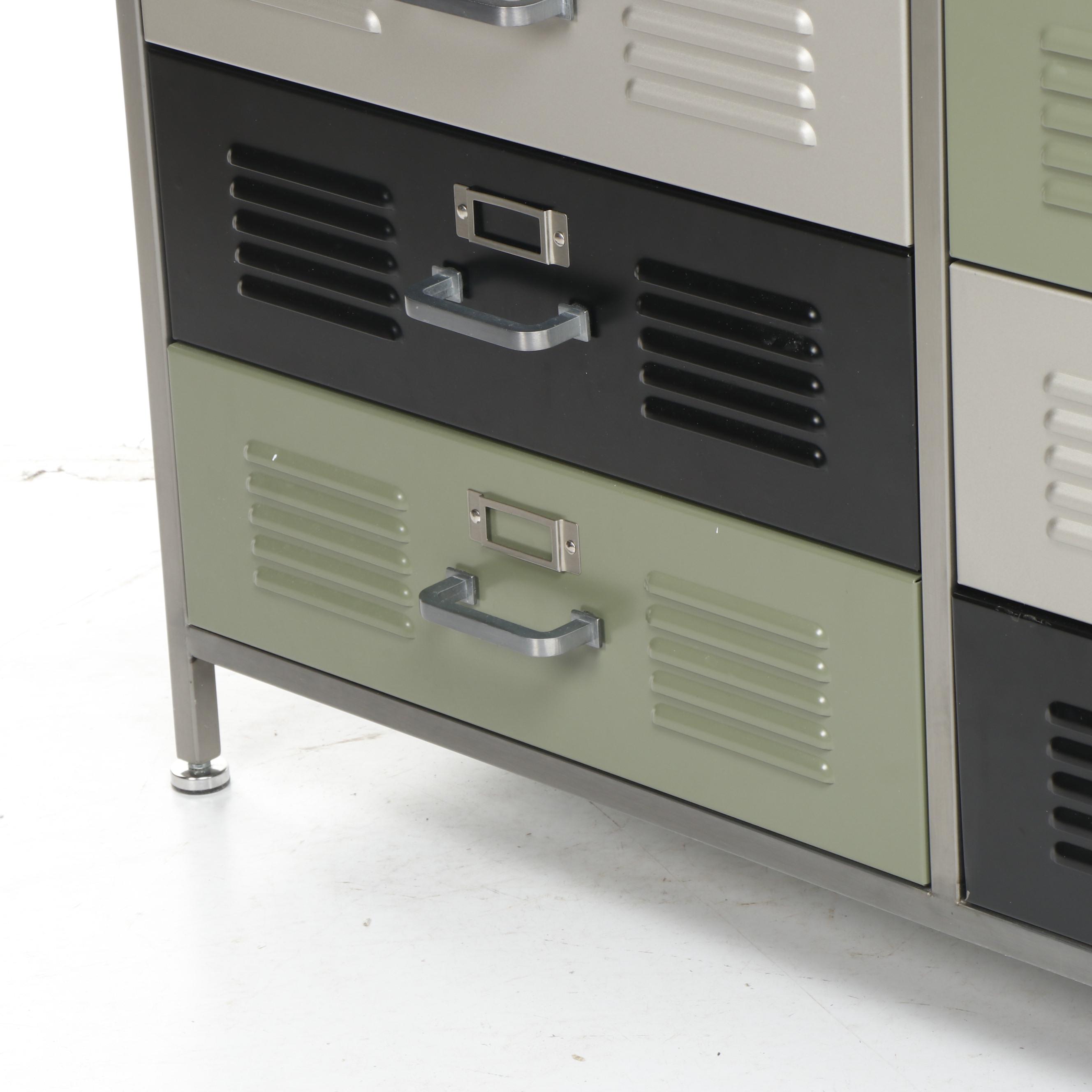 Contemporary Pottery Barn Teen "Locker" Metal Dresser and Wall Shelf