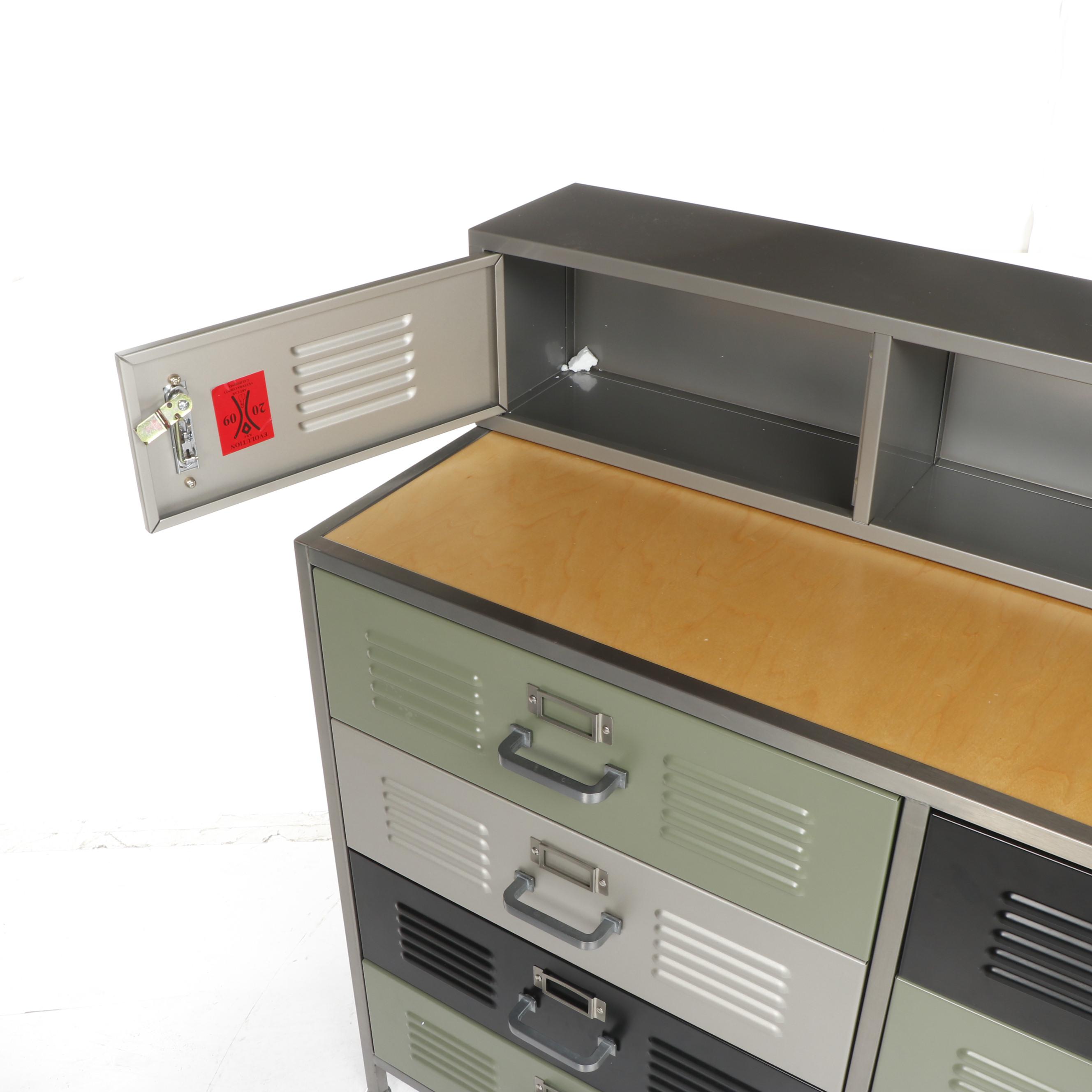 Contemporary Pottery Barn Teen "Locker" Metal Dresser and Wall Shelf
