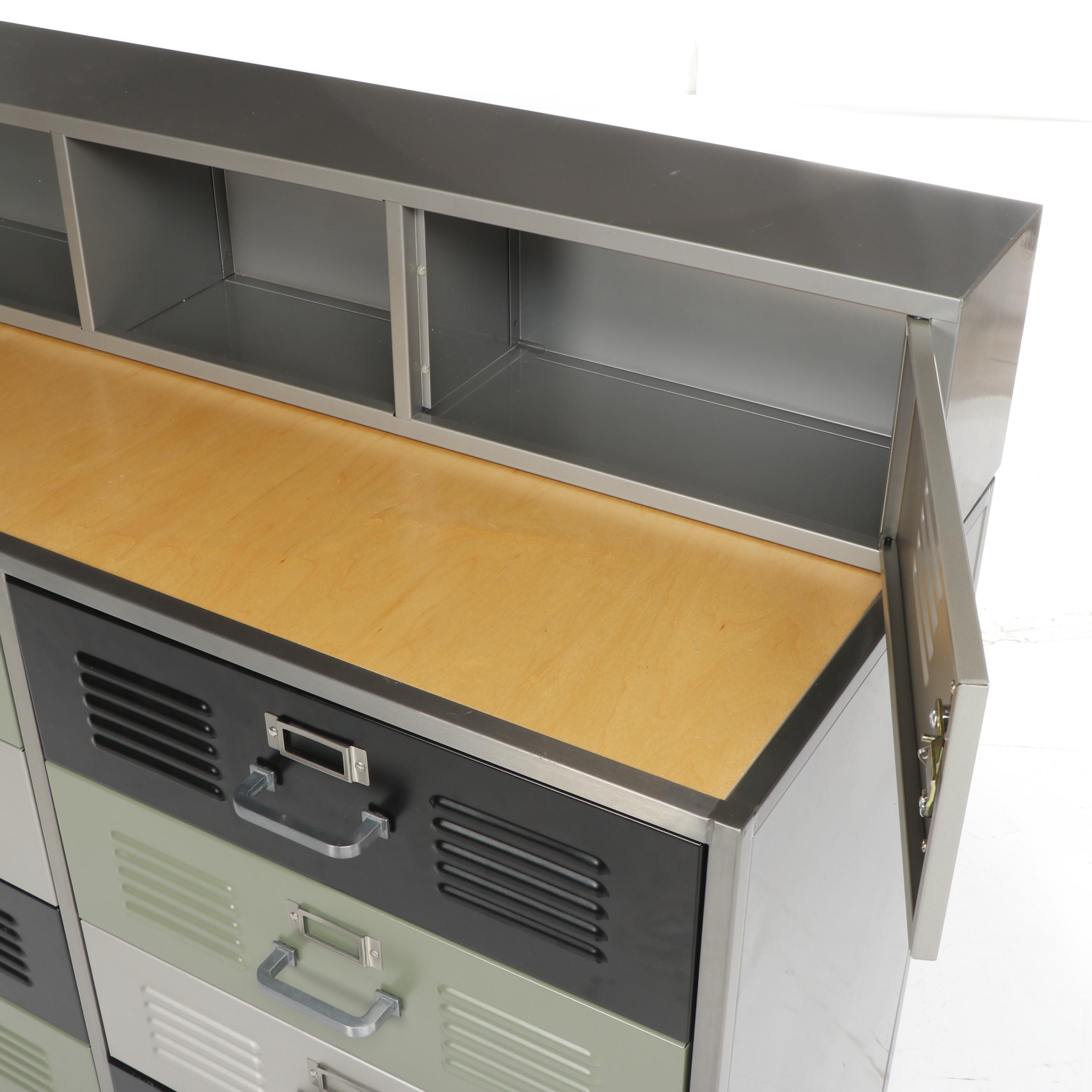 Contemporary Pottery Barn Teen "Locker" Metal Dresser and Wall Shelf