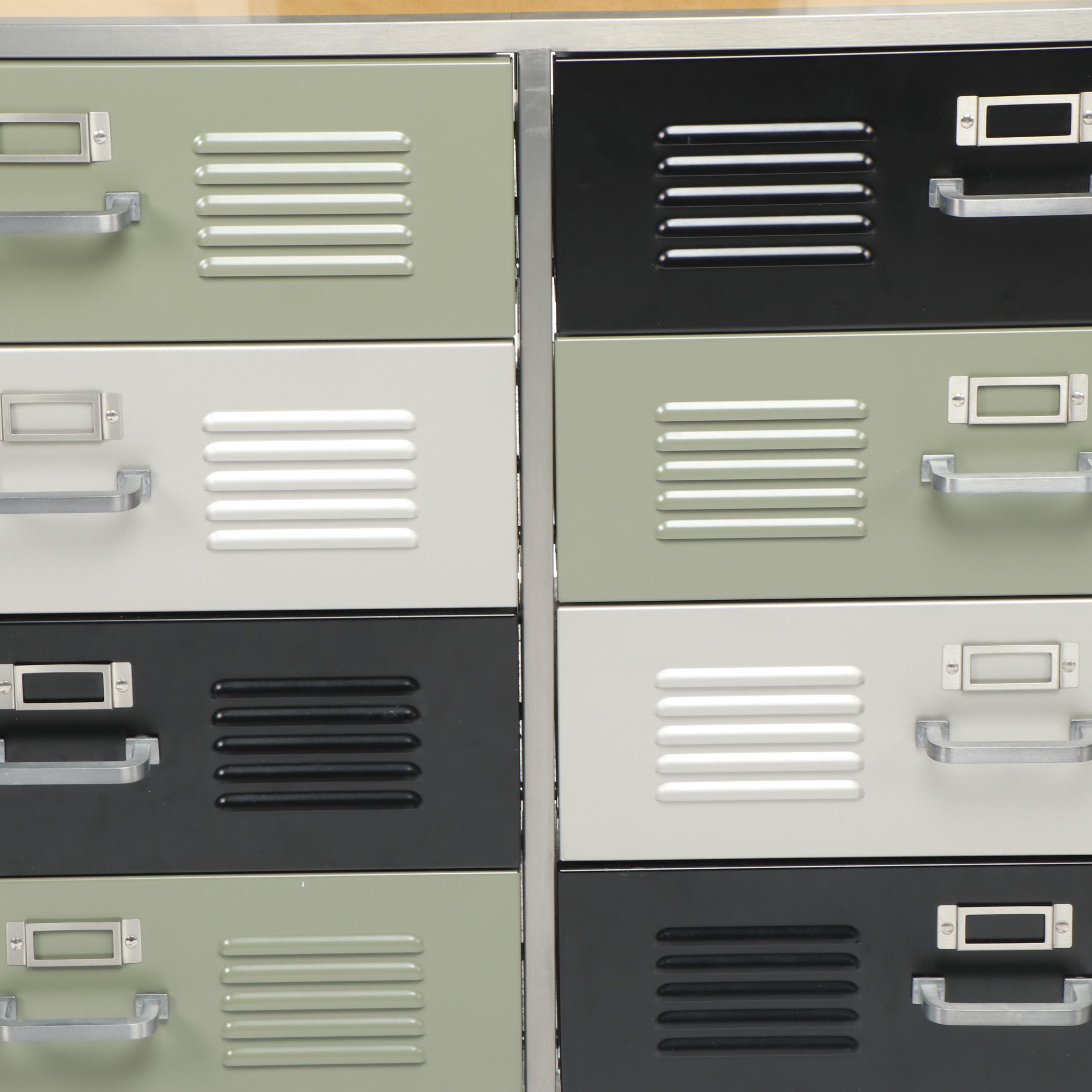 Contemporary Pottery Barn Teen "Locker" Metal Dresser and Wall Shelf