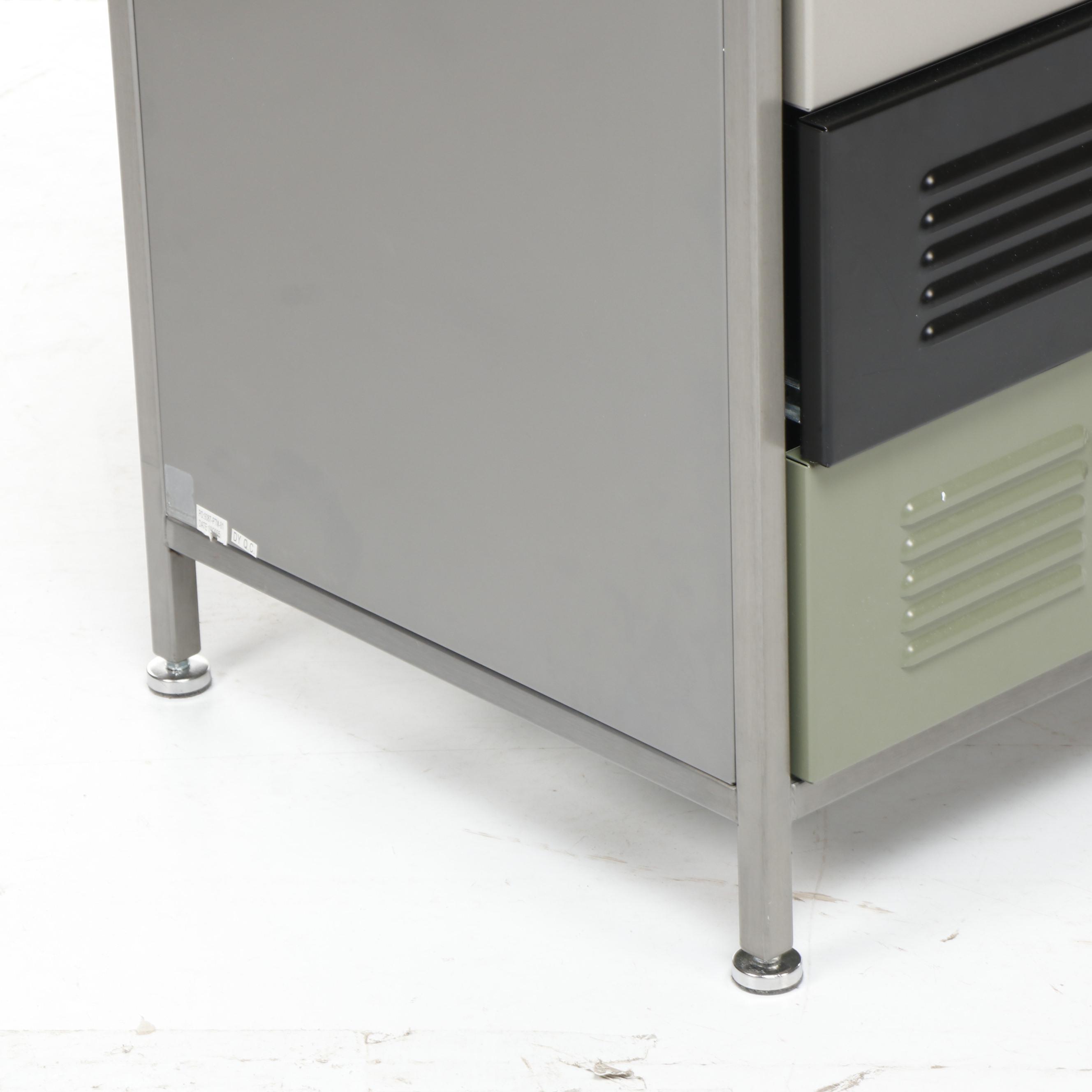 Contemporary Pottery Barn Teen "Locker" Metal Dresser and Wall Shelf