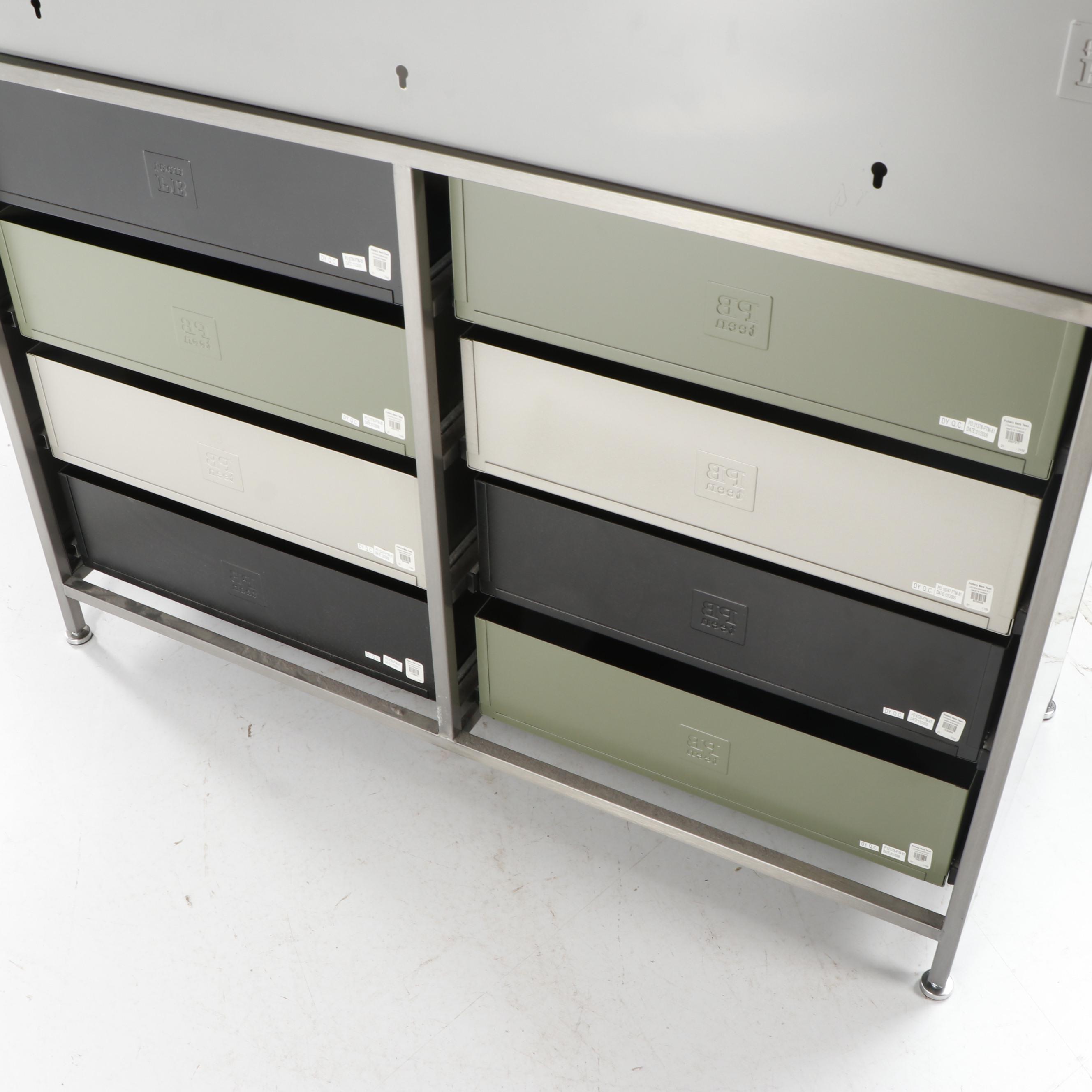 Contemporary Pottery Barn Teen "Locker" Metal Dresser and Wall Shelf