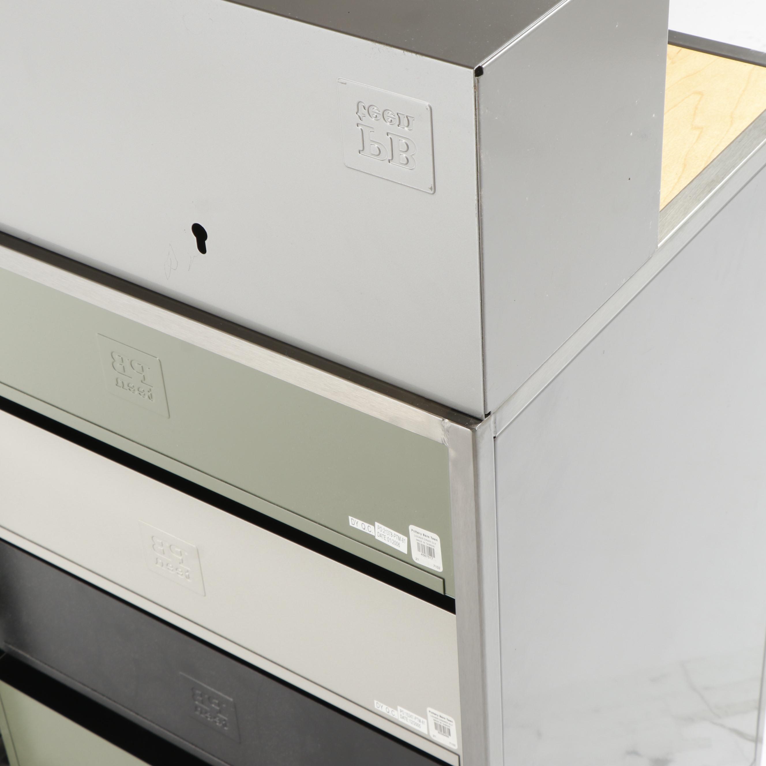 Contemporary Pottery Barn Teen "Locker" Metal Dresser and Wall Shelf