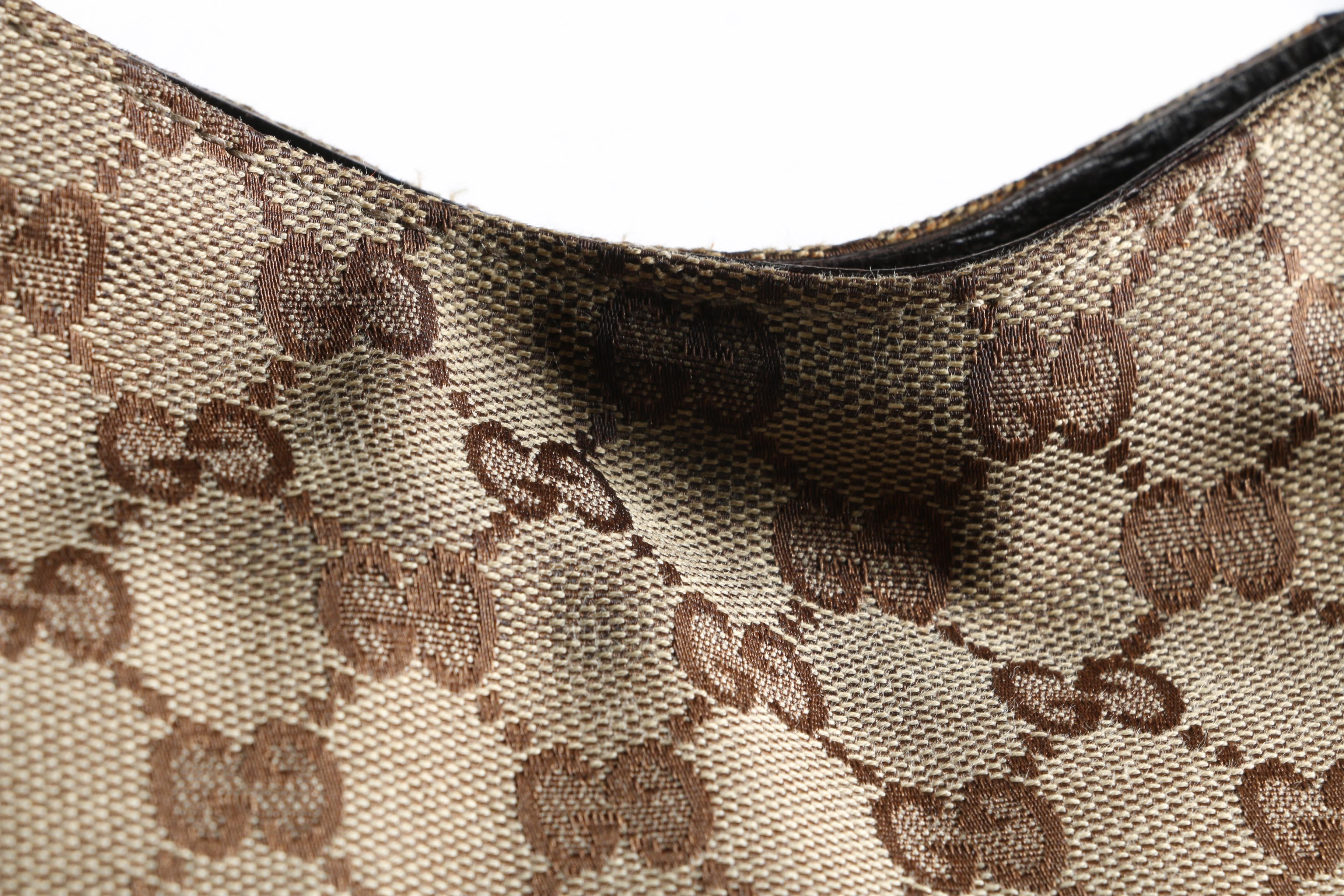 Gucci Hasler Horsebit Web Stripe Hobo Bag in GG Canvas and Brown Leather