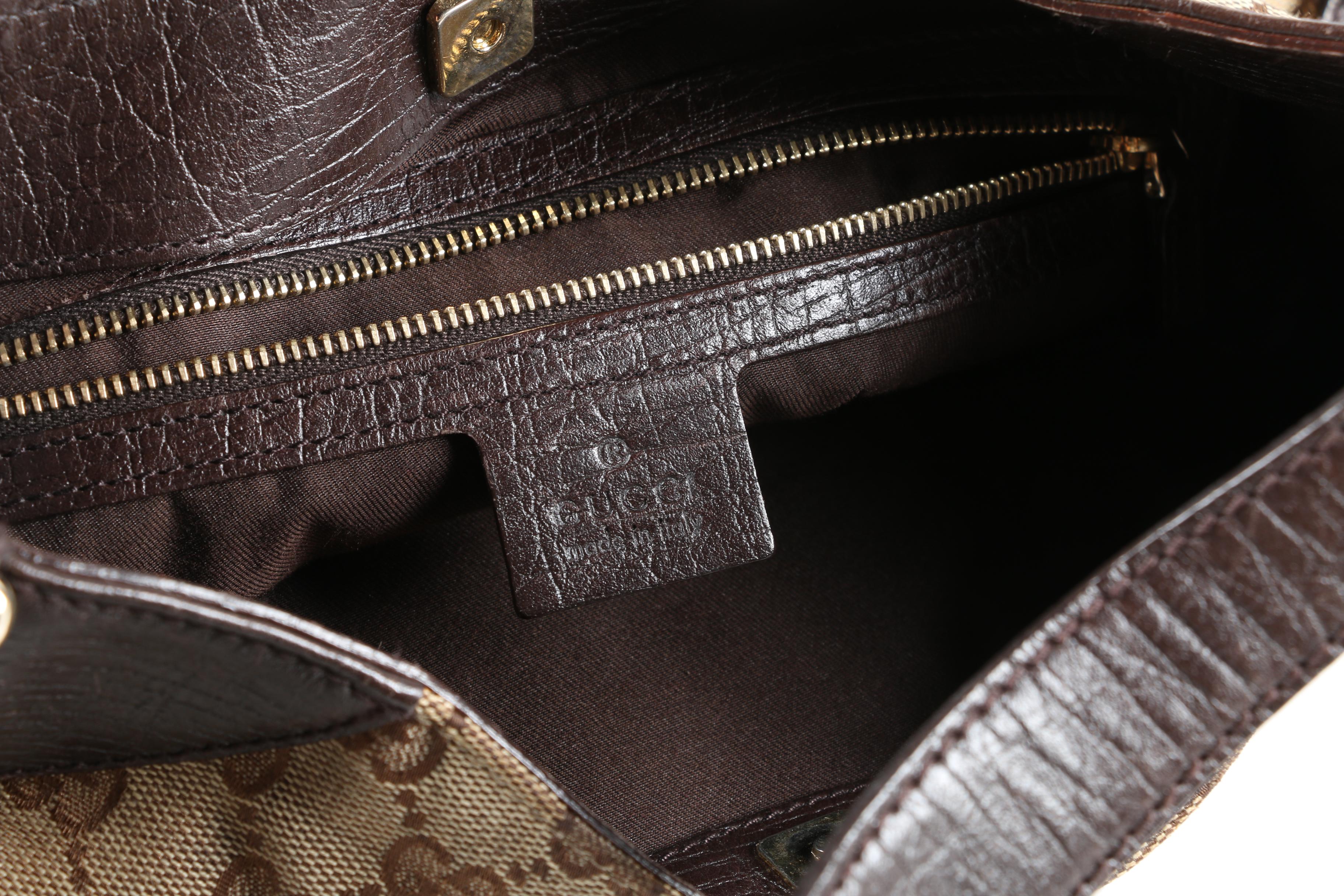 Gucci Hasler Horsebit Web Stripe Hobo Bag in GG Canvas and Brown Leather