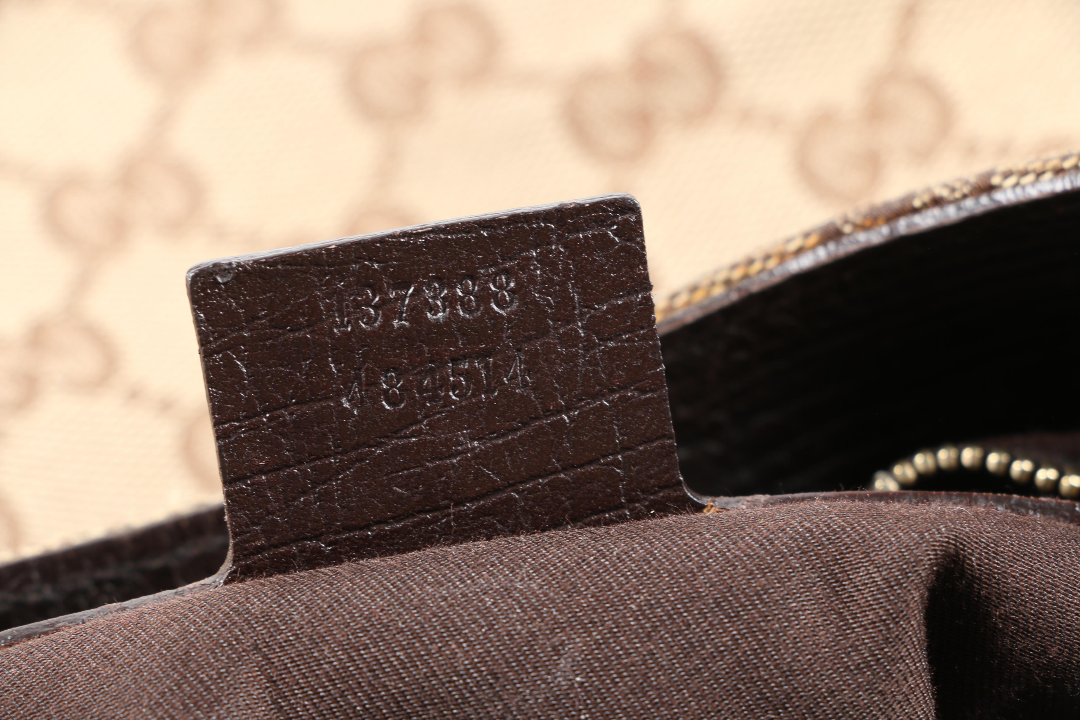 Gucci Hasler Horsebit Web Stripe Hobo Bag in GG Canvas and Brown Leather