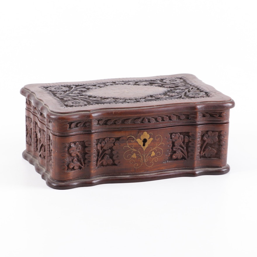 Handmade Wooden Jewelry Box, Antique