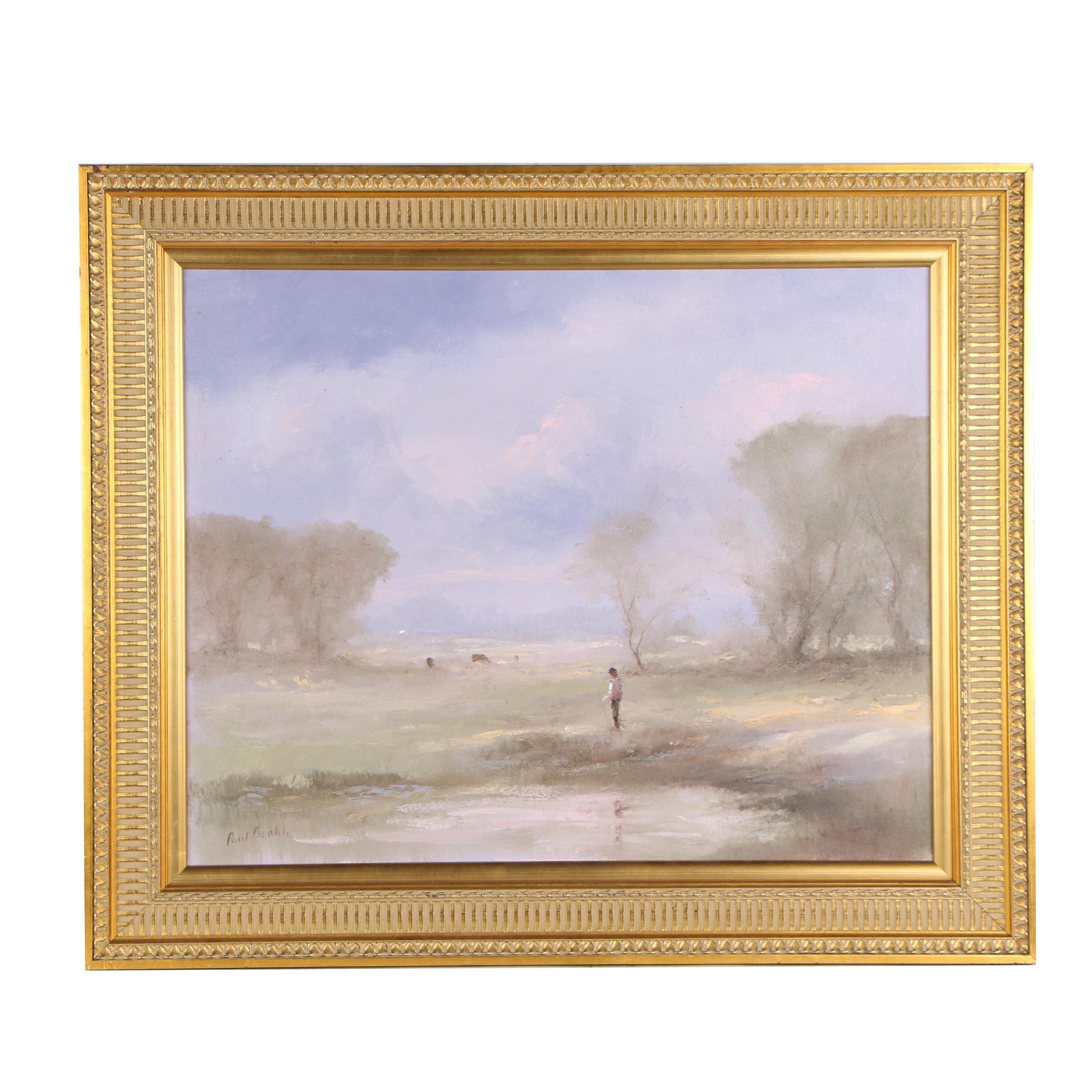 Paul Burkle Oil Painting "Lone Fisherman"