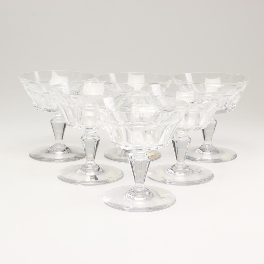 Baccarat "Bretagne" Cut Crystal Tall Sherbet Glasses, Late 20th Century