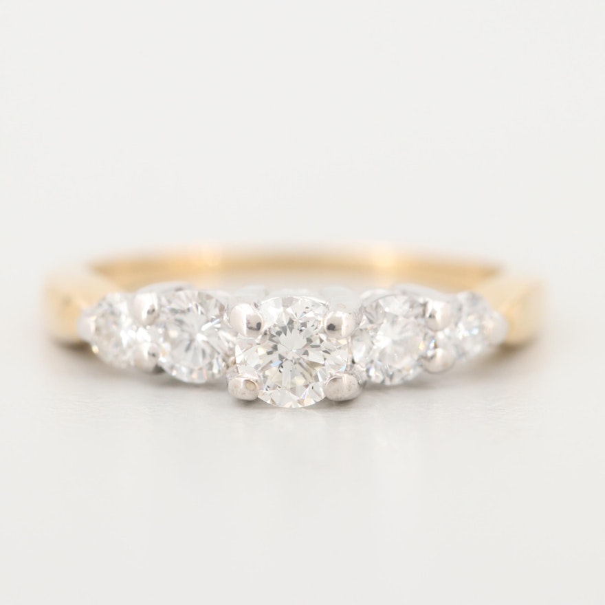 18K White Gold and 14K Yellow Gold 1.00 CTW Diamond Ring