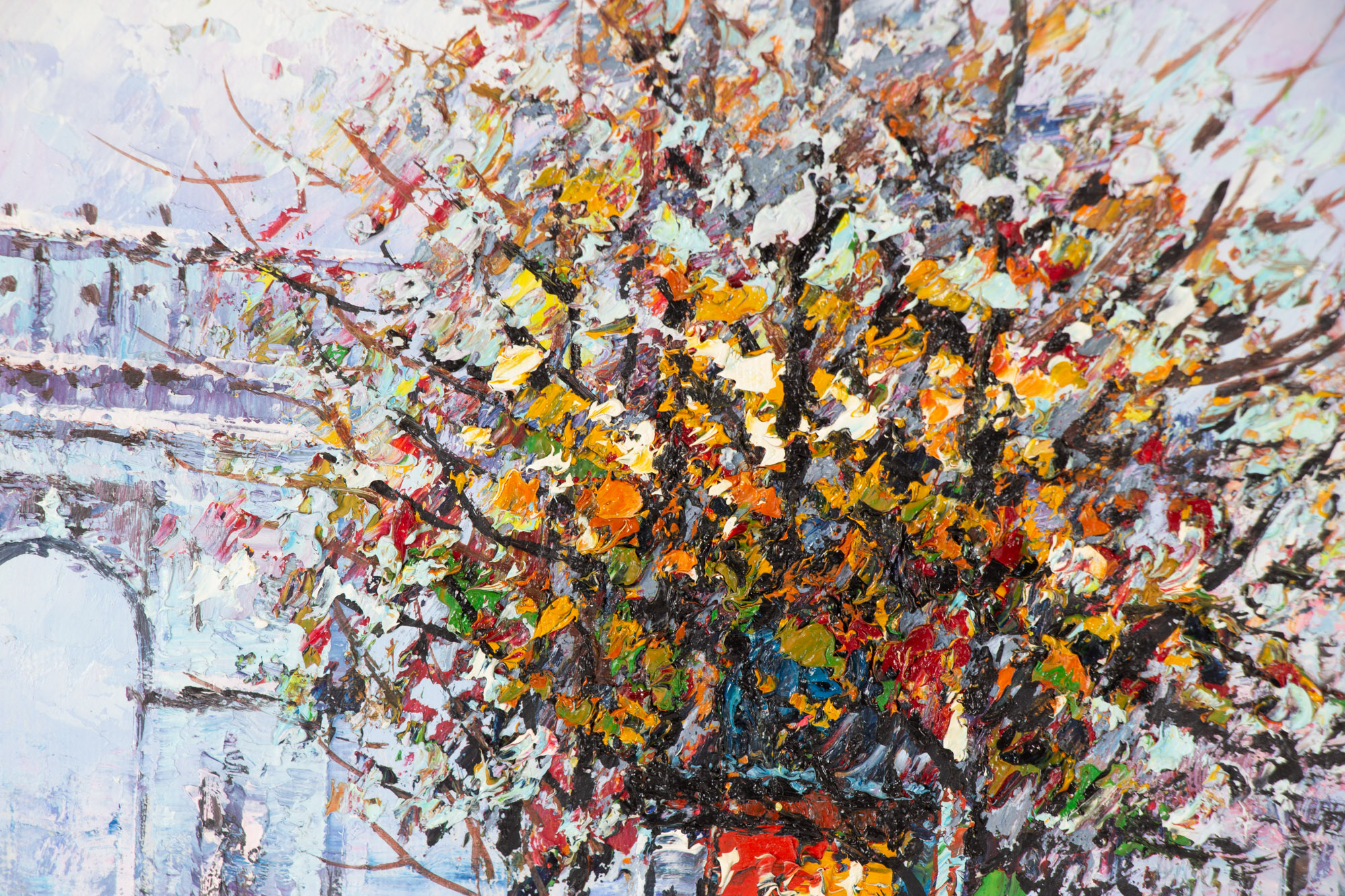 P. Sanchez Oil Painting of a Paris Cityscape