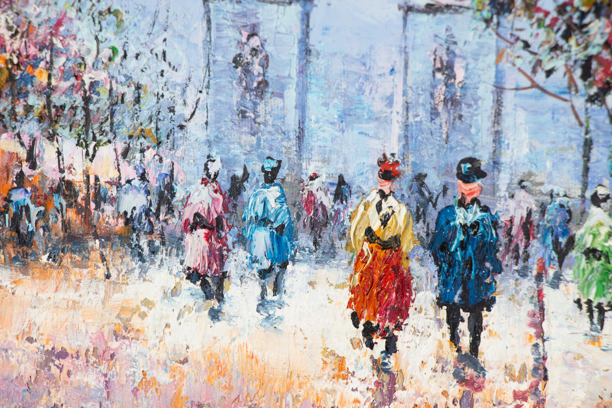 P. Sanchez Oil Painting of a Paris Cityscape