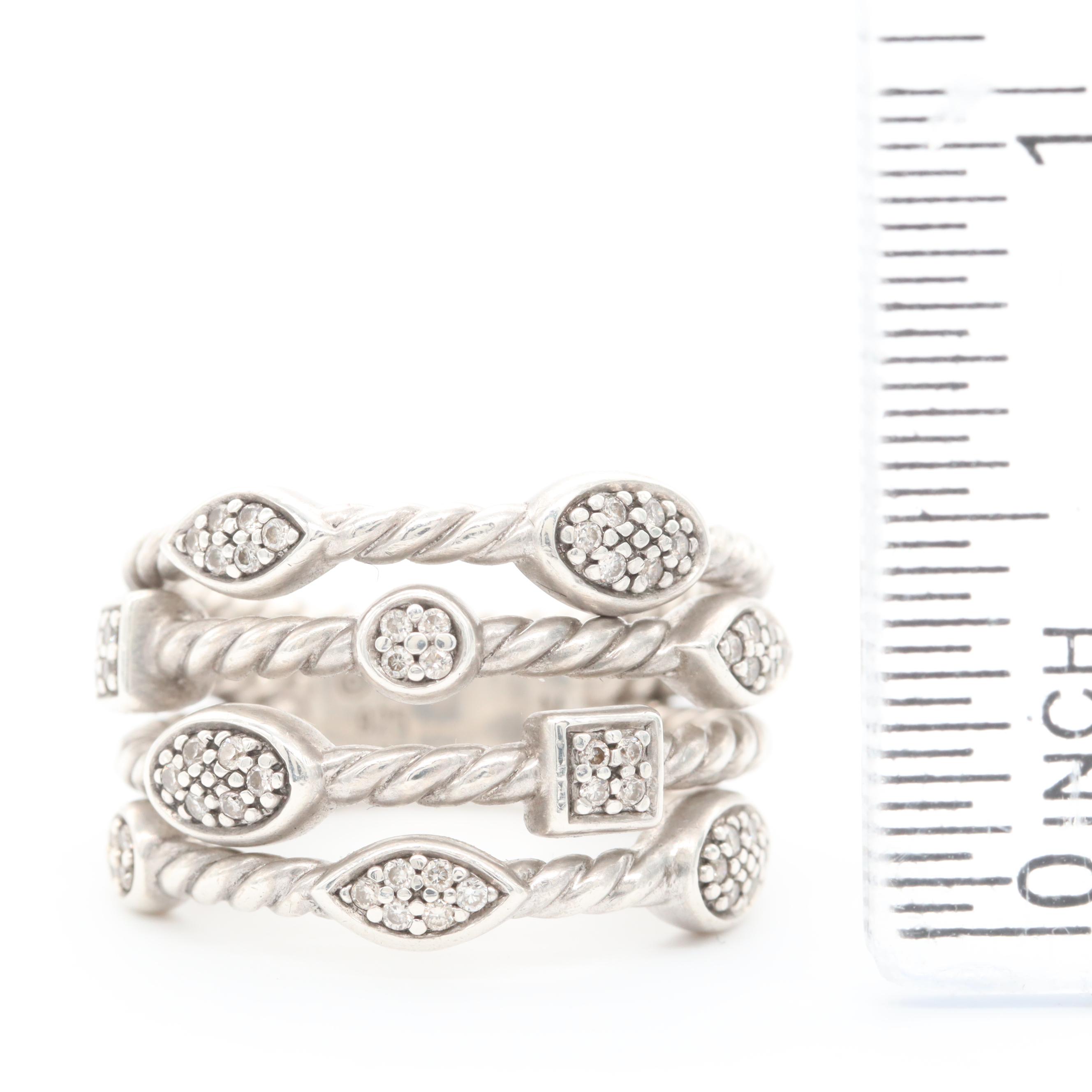 David Yurman "Confetti" Sterling Silver Diamond Ring